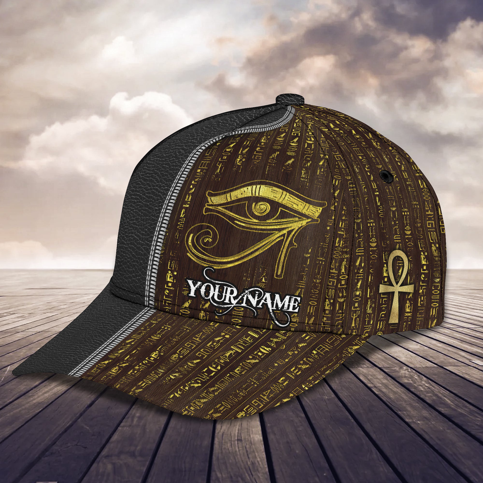 Egyptian Eye of Horus God - Personalized Name Cap 02 - HTA