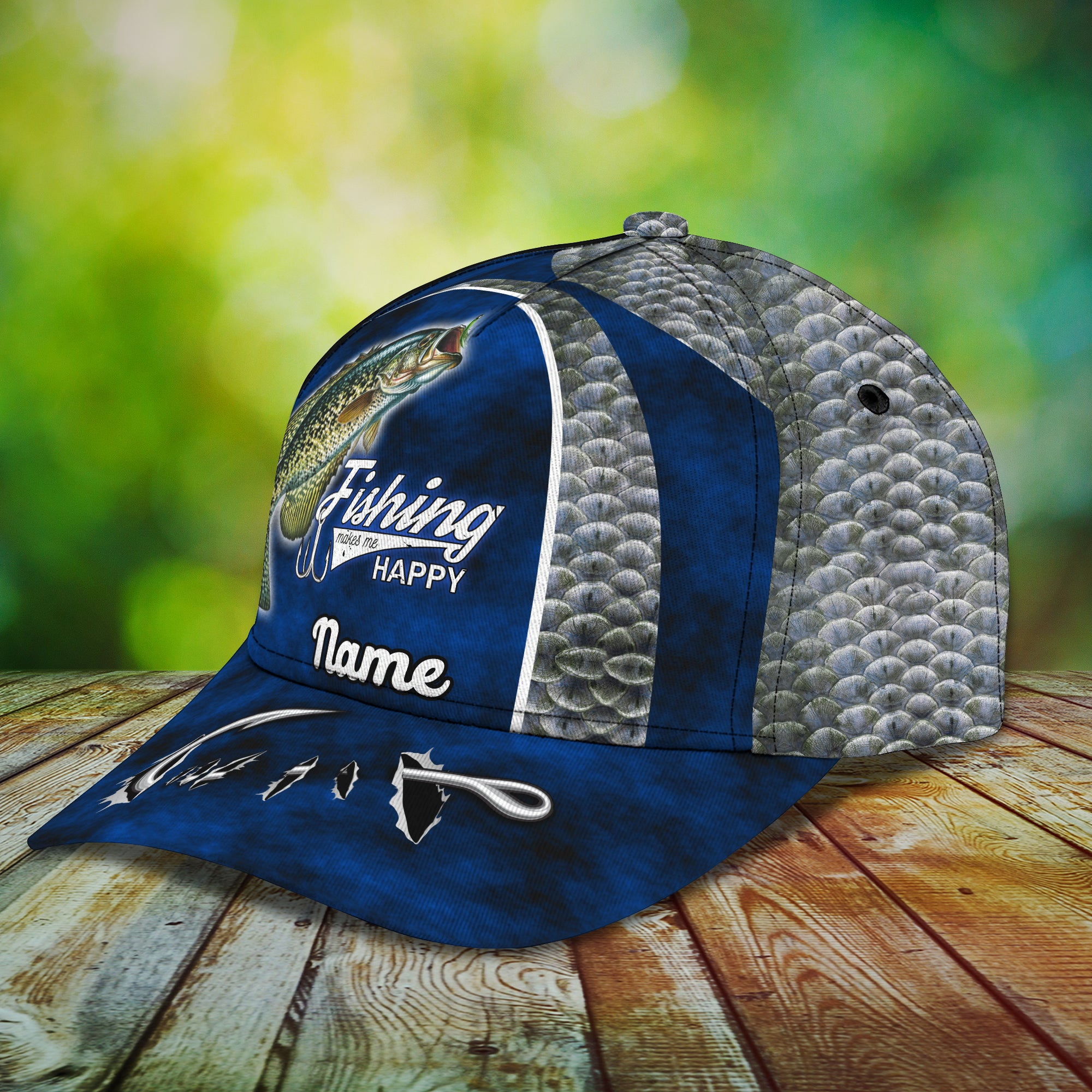 Crappie Fishing (blue) - Personalize Name Cap  - Loop - Ntp-200