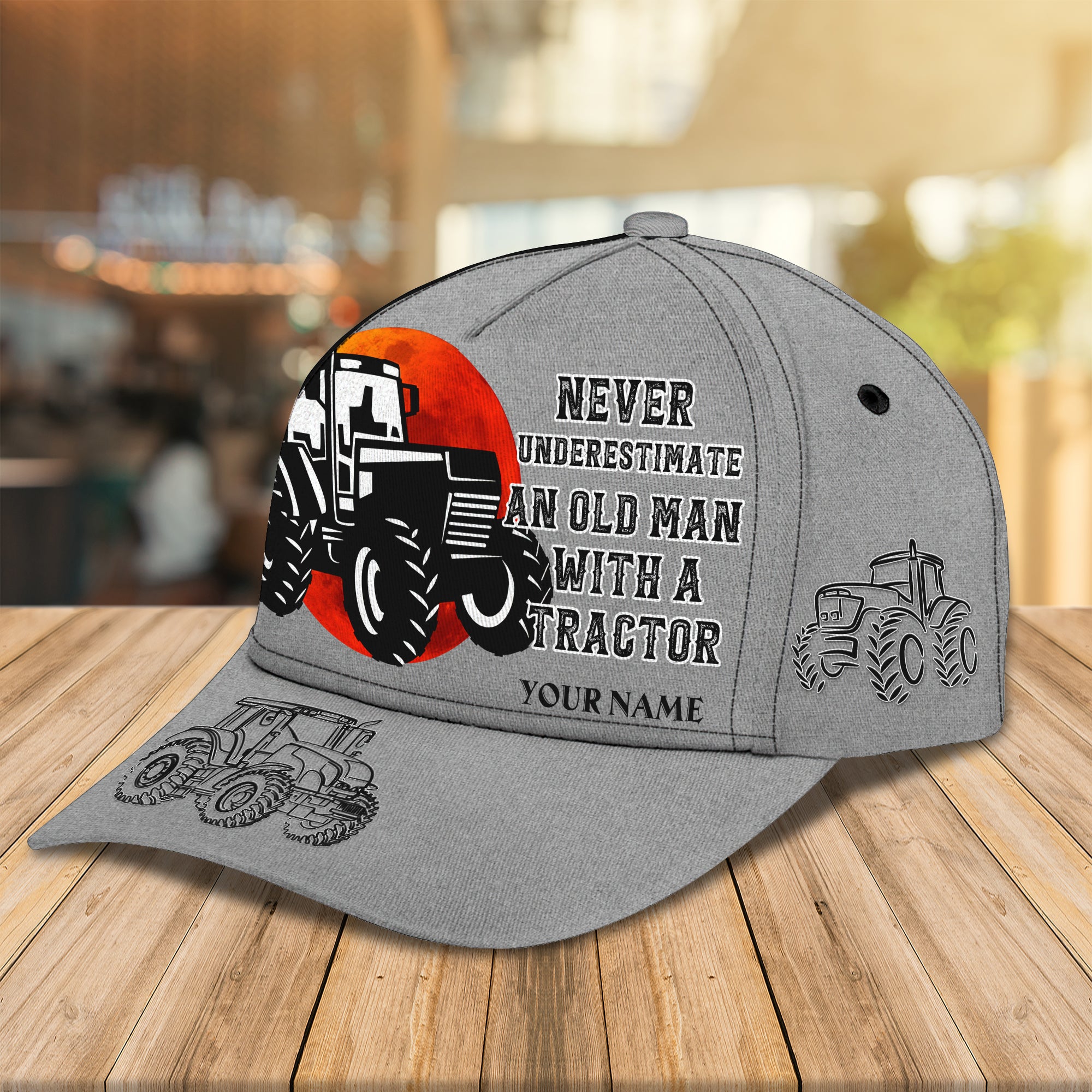 Never Underestimate An Old Man With A Tractor - Personalized Name Cap - Loop- T2k-201