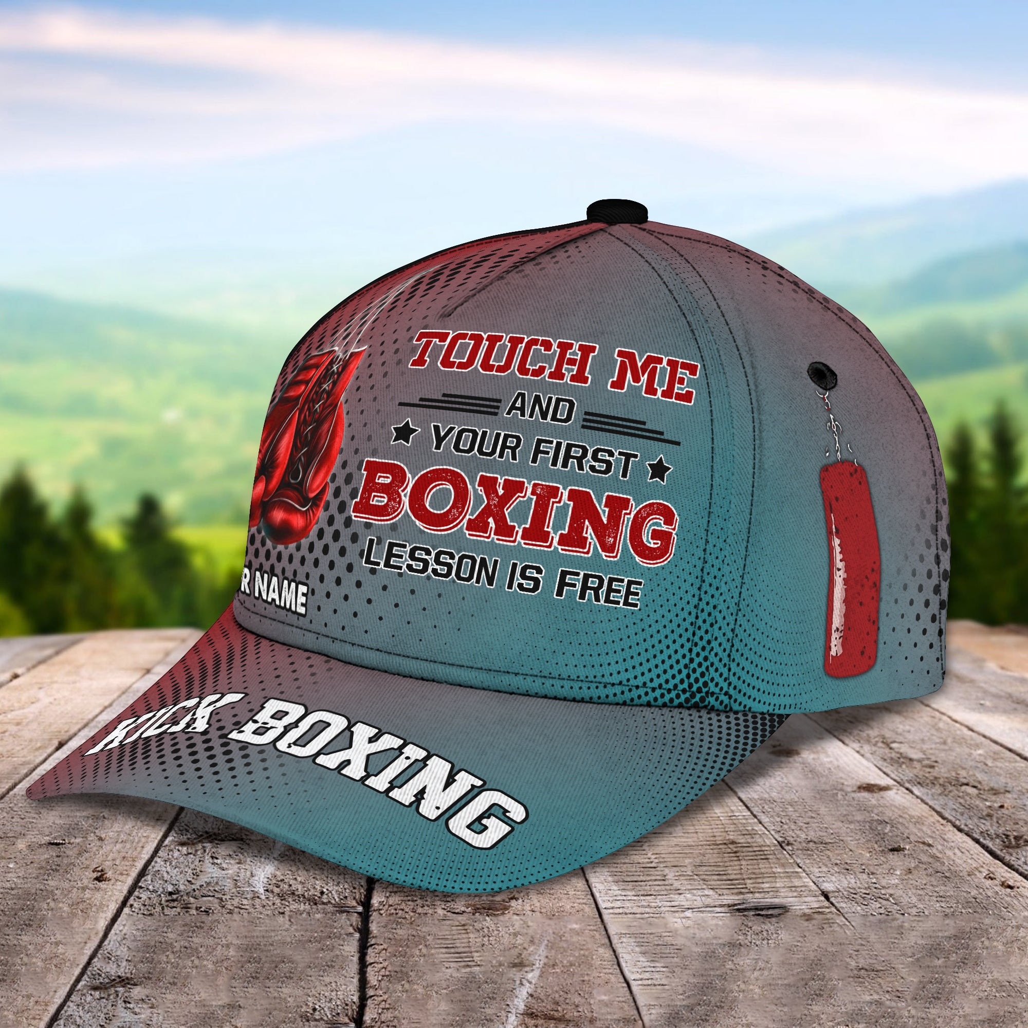 Touch Me And Your First Boxing Lesson Is Free - Personalized Name Cap - Loop- T2k-200