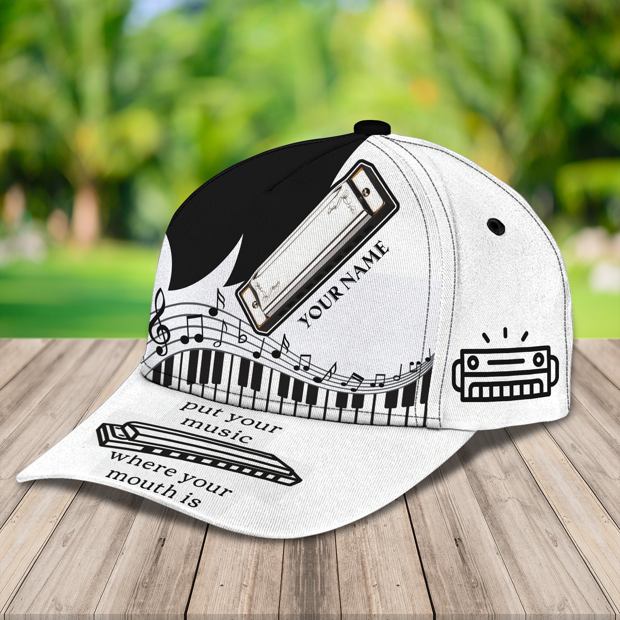 Harmonica - Personalized Name Cap - Loop - H9h3-417