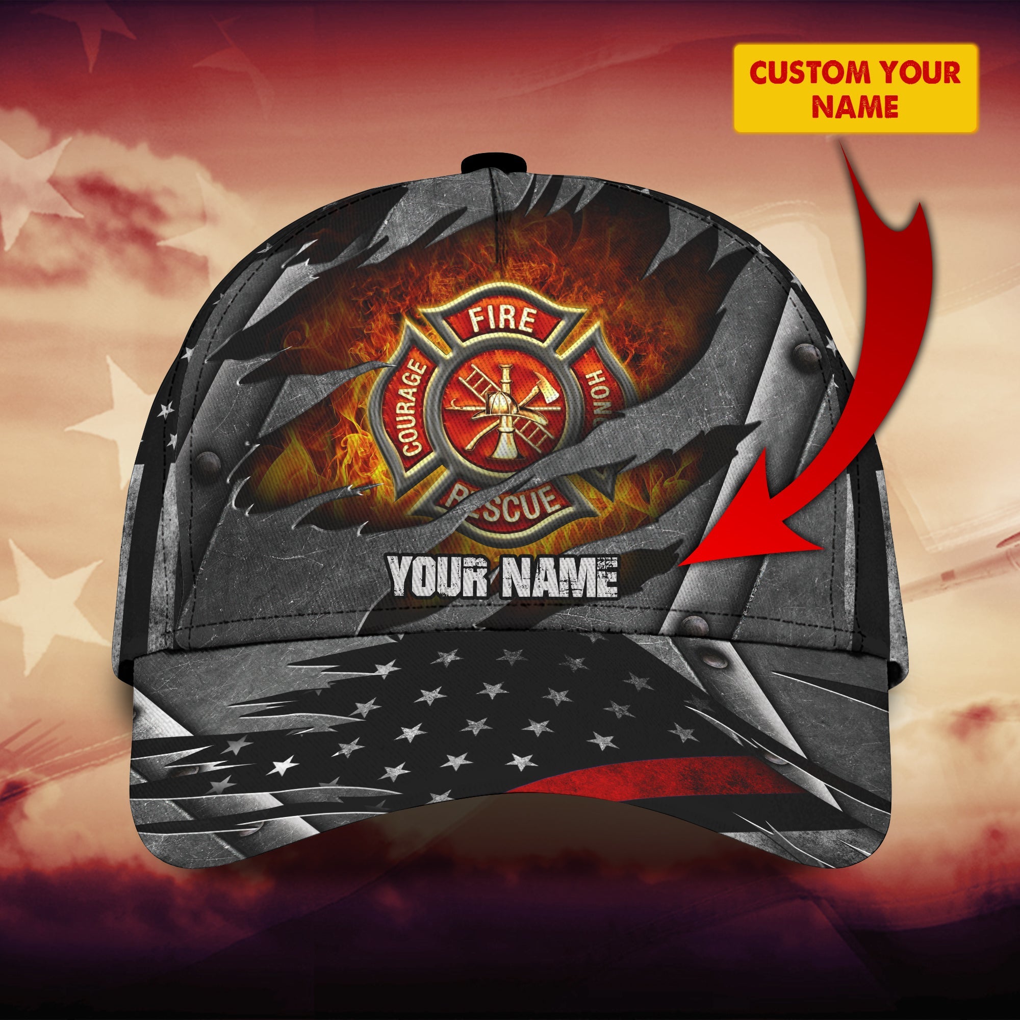 Firefighter - Personalized Name Cap -TD96 10