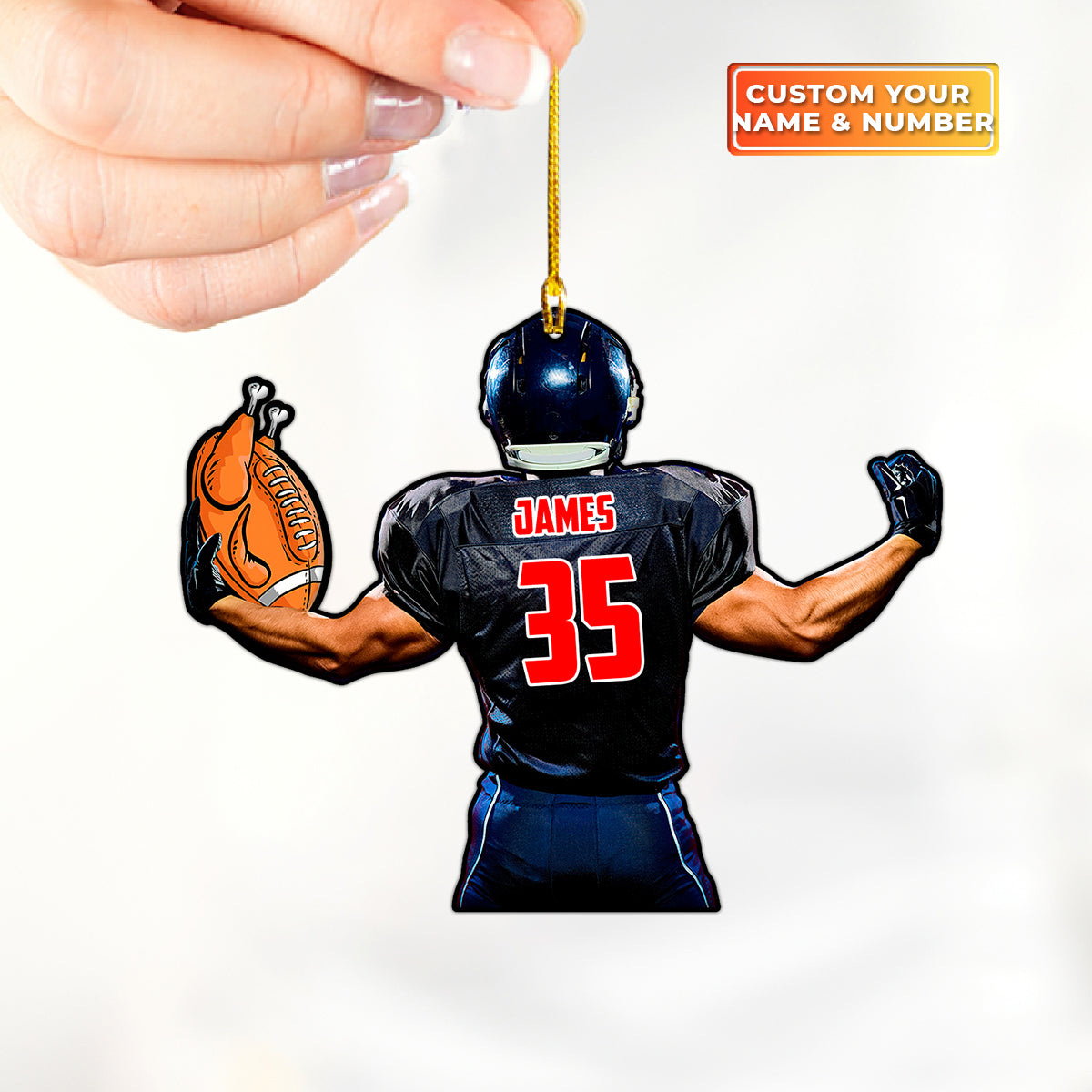 Custom Shape Ornament Turkey American Football Gift For Thanks Giving Home Decor