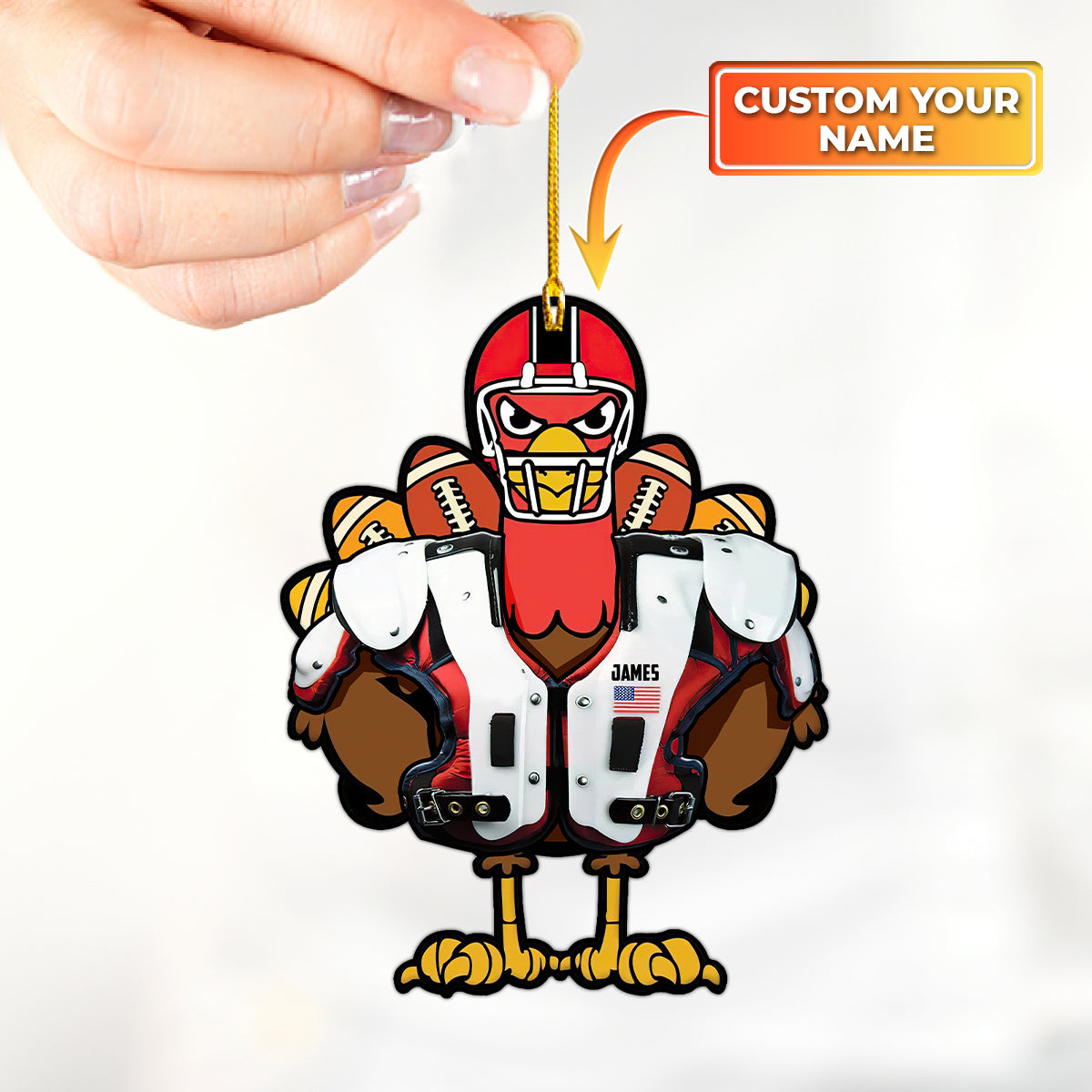 Custom Shape Ornament Turkey American Football Gift For Thanks Giving Home Decor