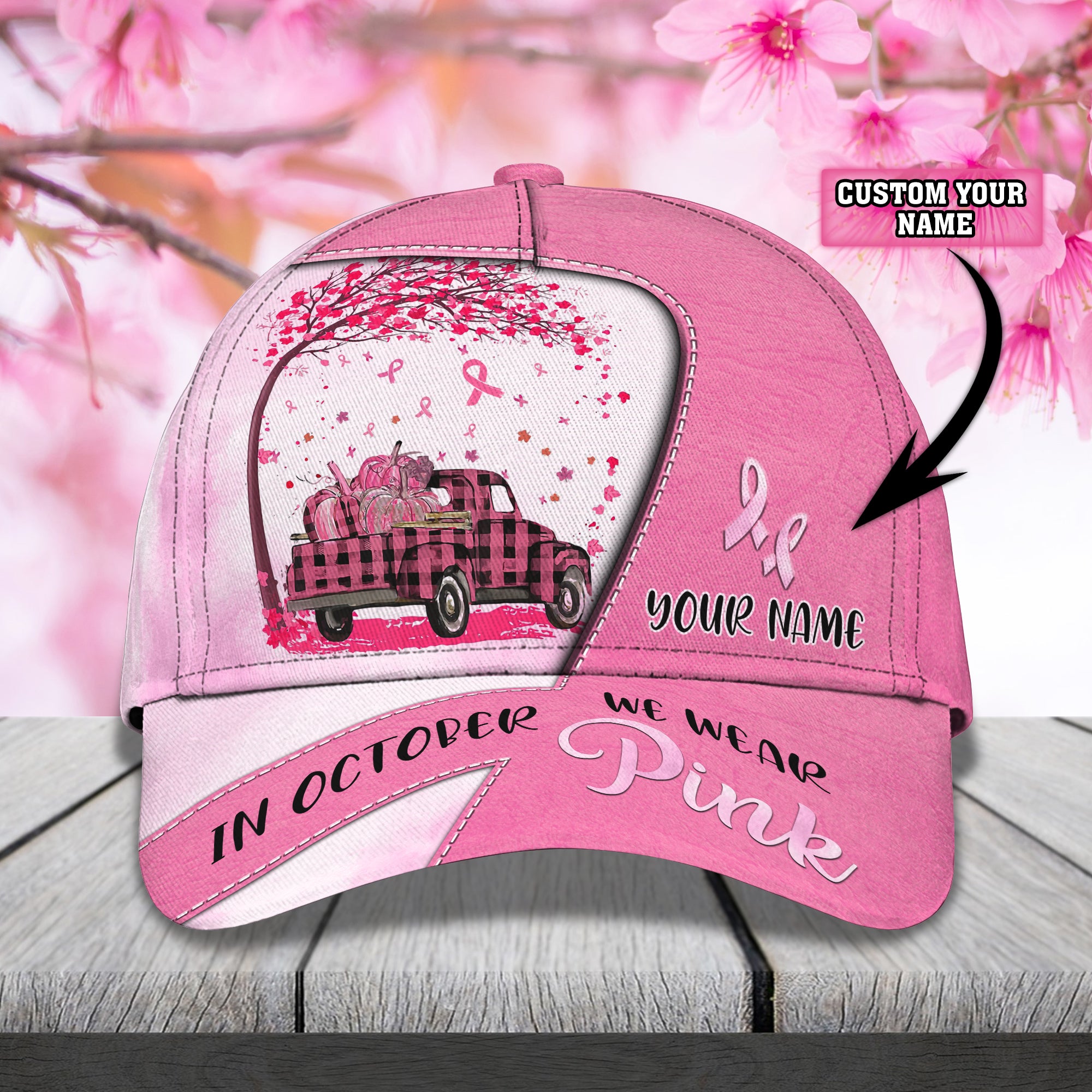 Breast Cancer 04 - Personalized Name Cap - HN95