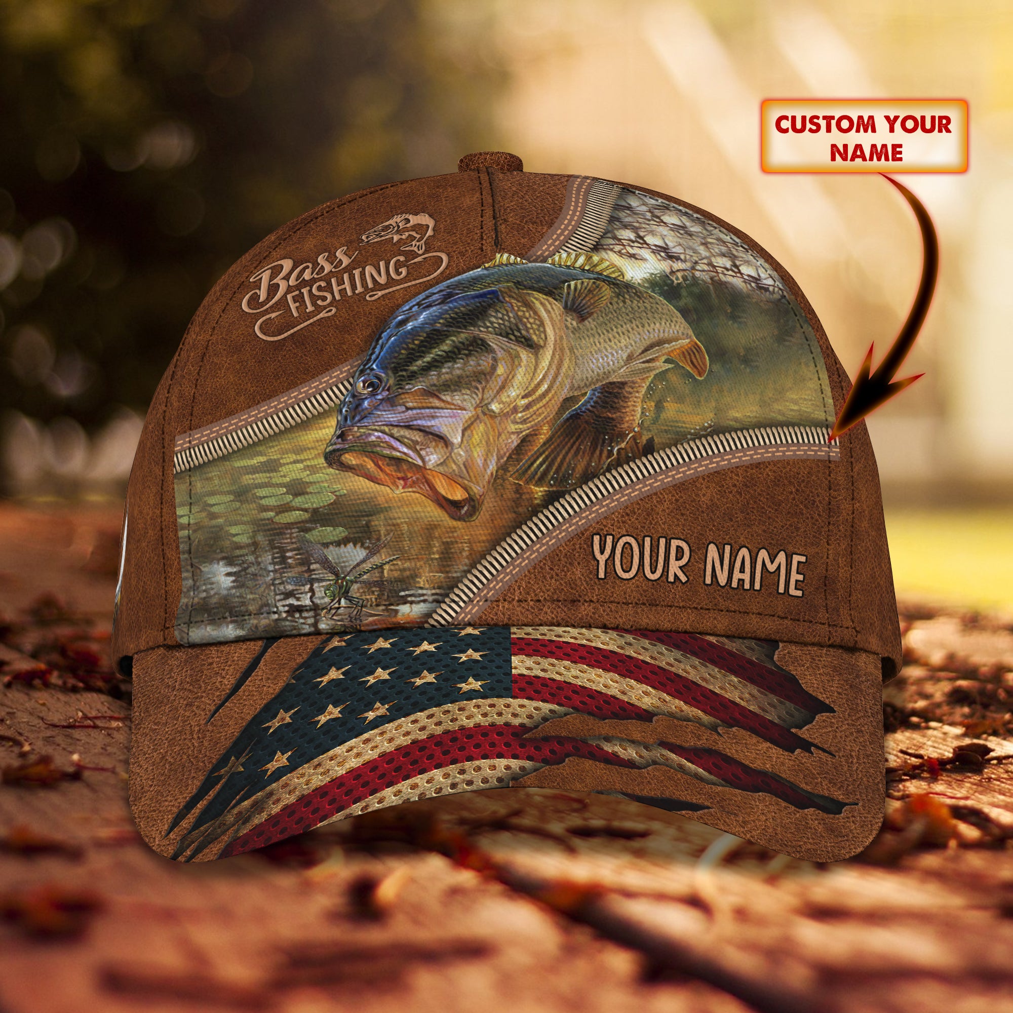 Bass Fishing - Personalized Name Cap - Boom