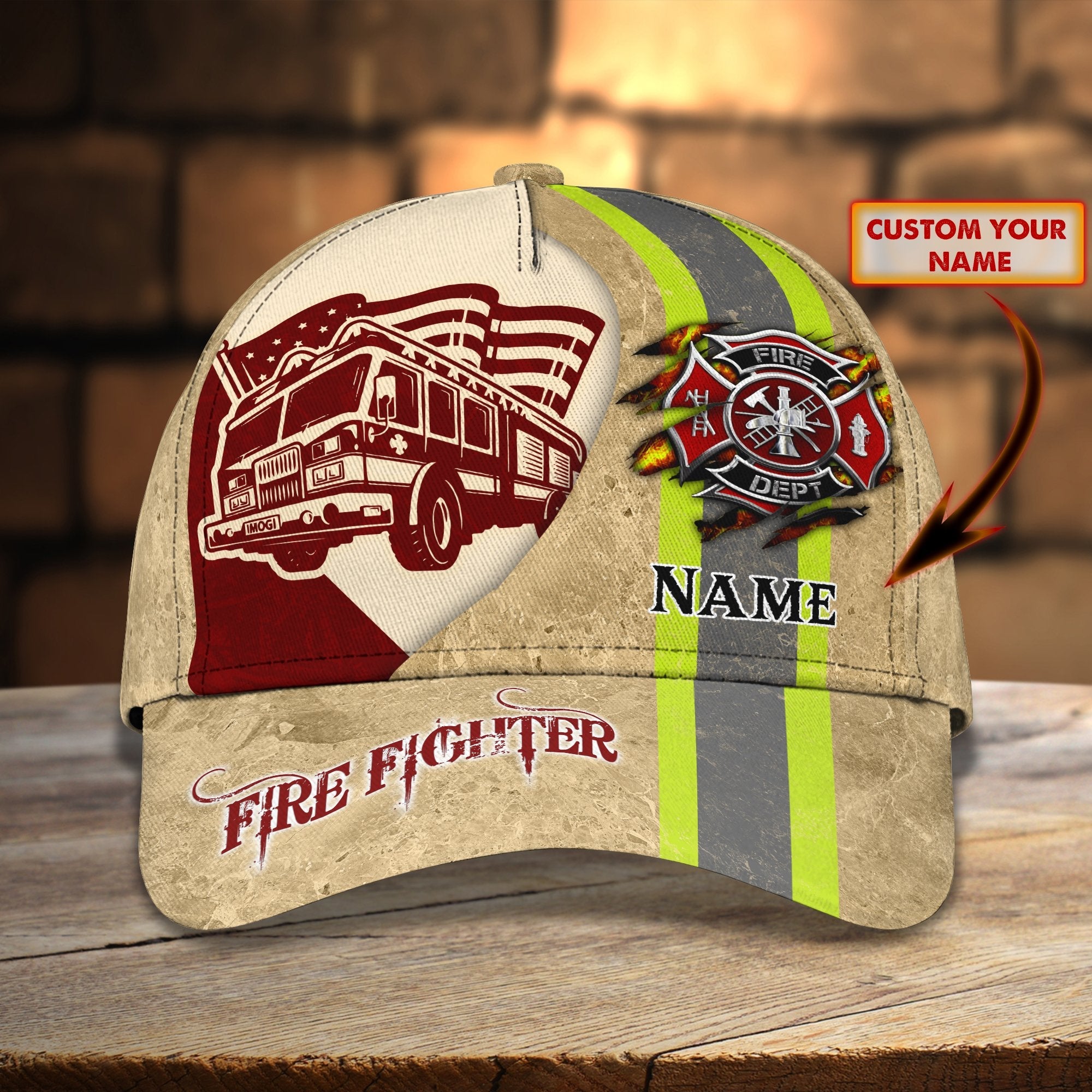 Firefighter 3 - Personalized Name Cap - TD96