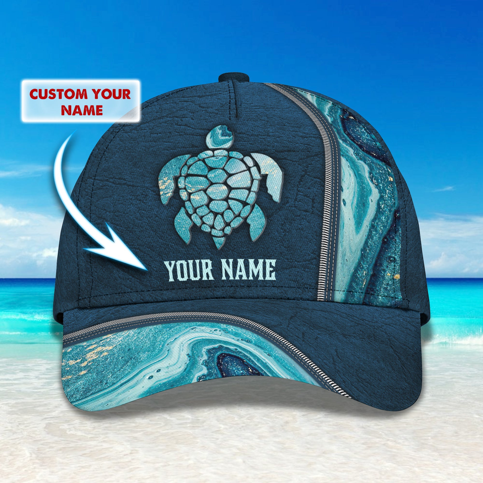 Turtle - Personalized Name Cap 113 - Bhn97