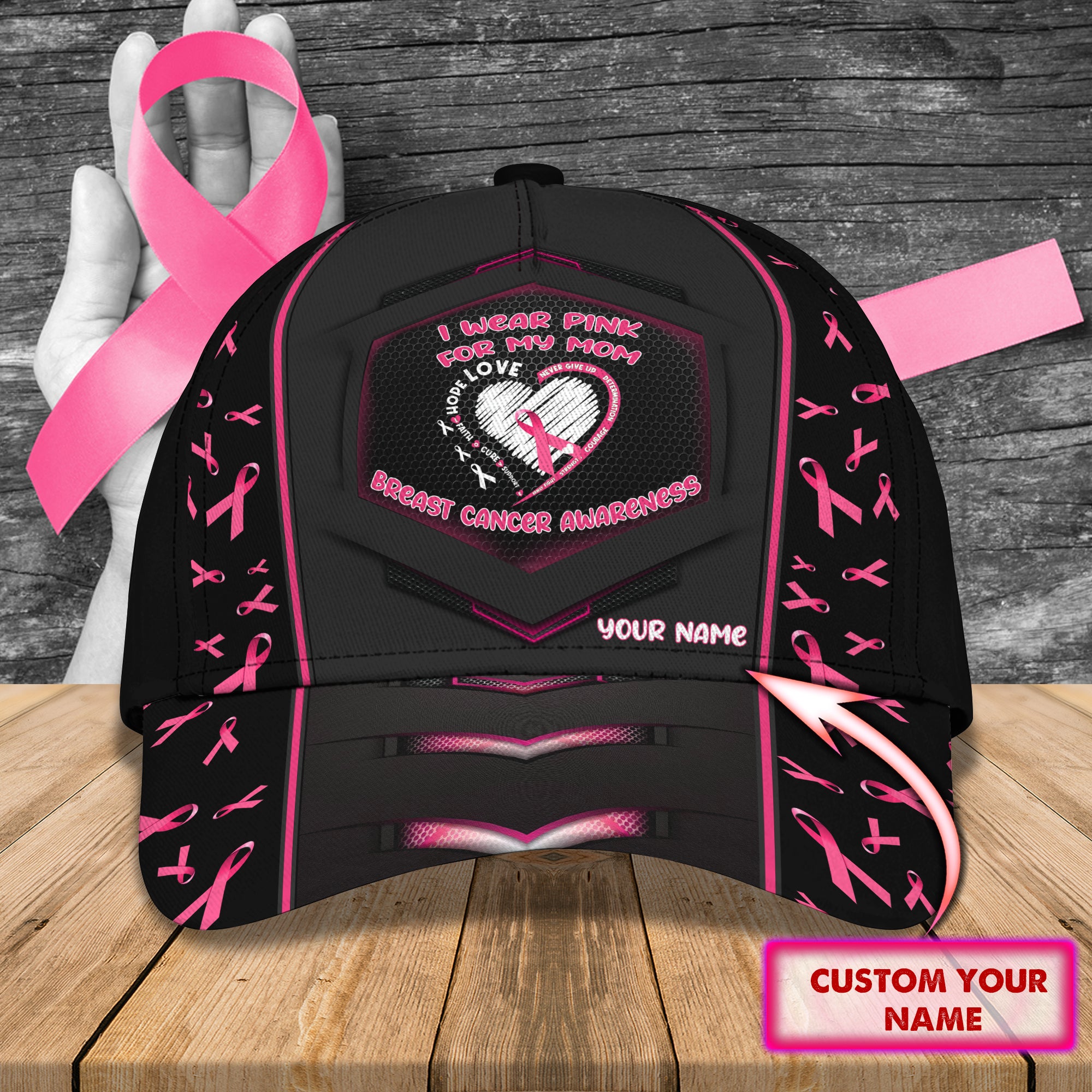 Breast Cancer - Personalized Name Cap - Ct-Ha97-30