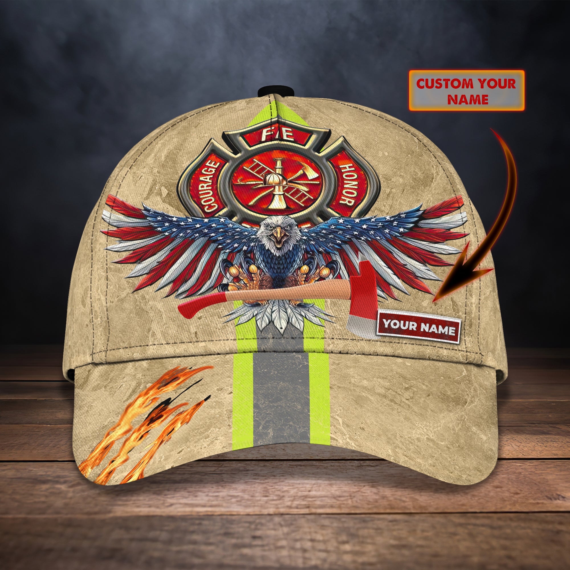 Firefighter - Personalized Name Cap - Nmd 38