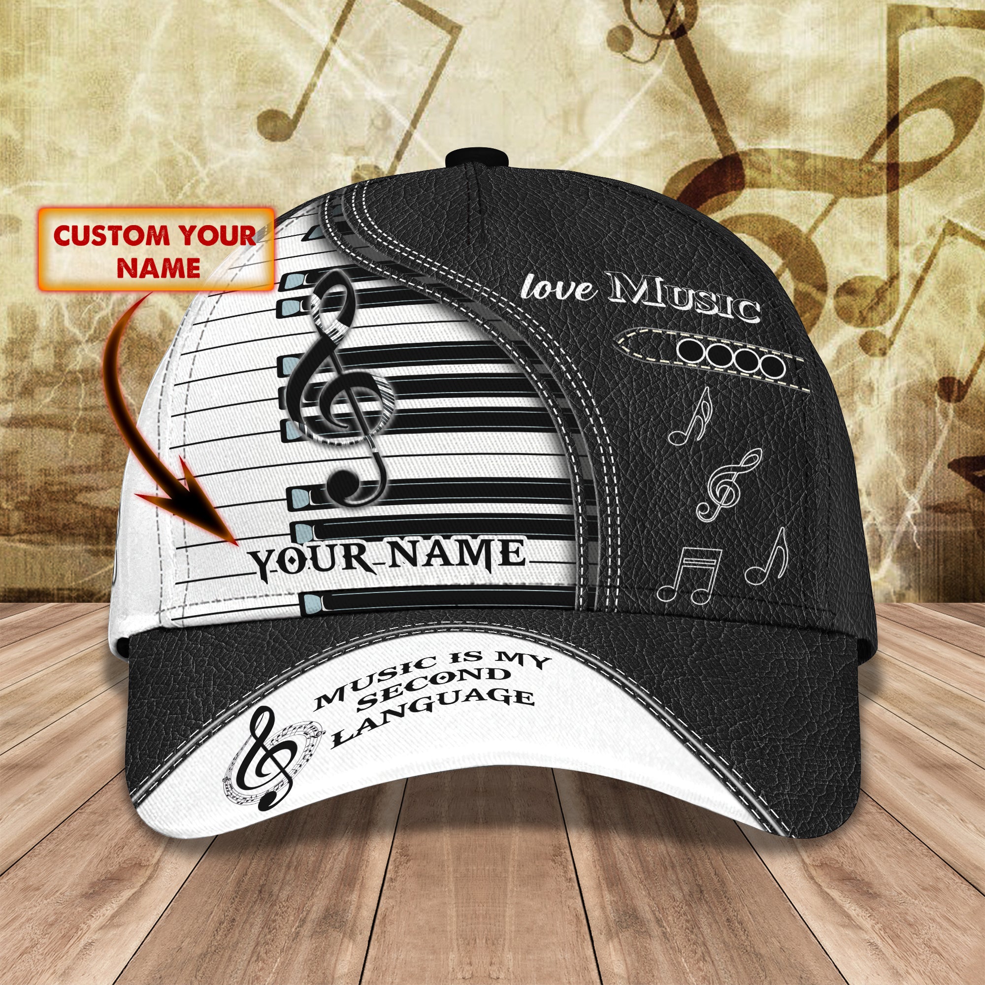 Love Music - Personalized Name Cap - 01