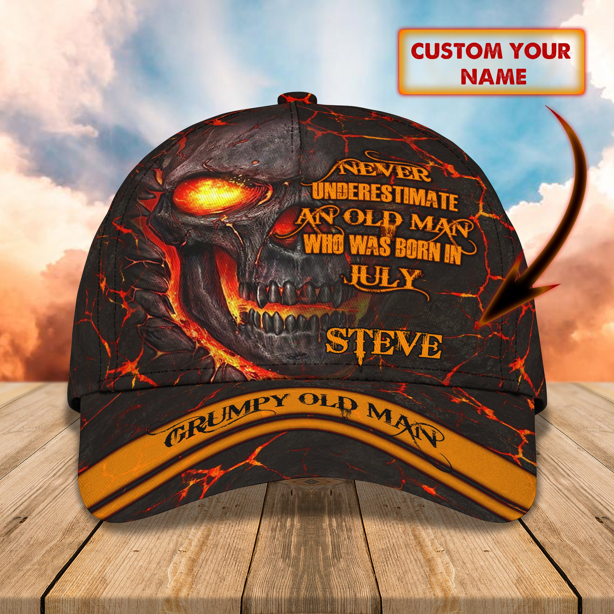 Grumpy July - Steve - Personalized Name Cap