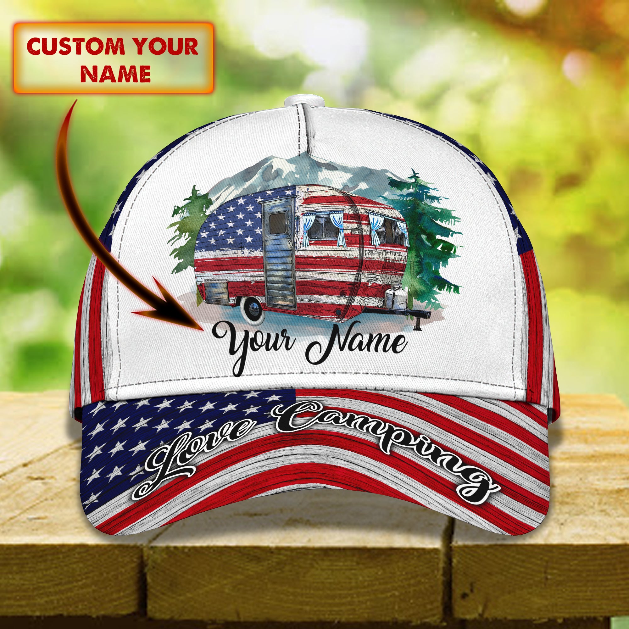 Love Camping - Personalized Name Cap - Tra96