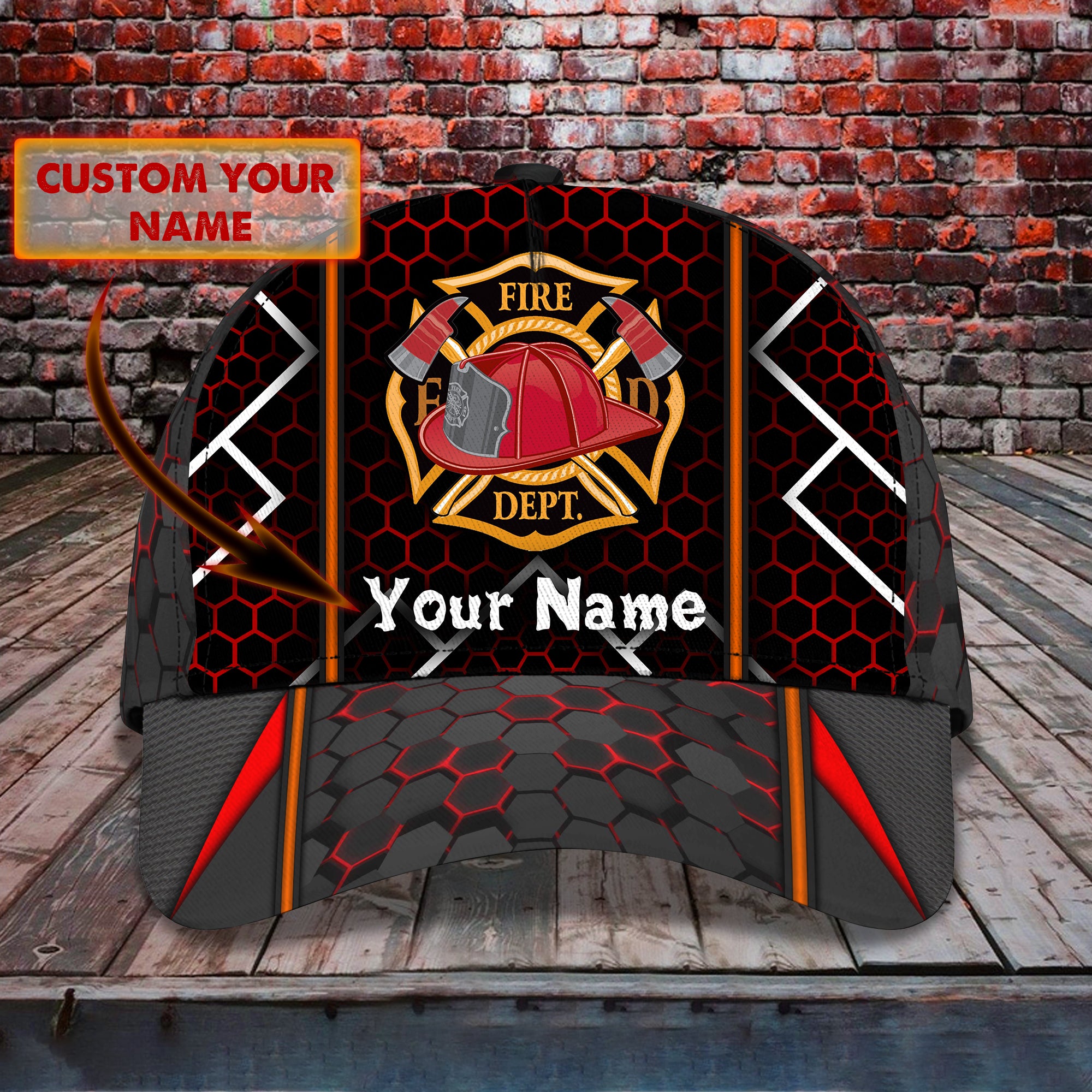 Firefighter - Personalized Name Cap - Urt96
