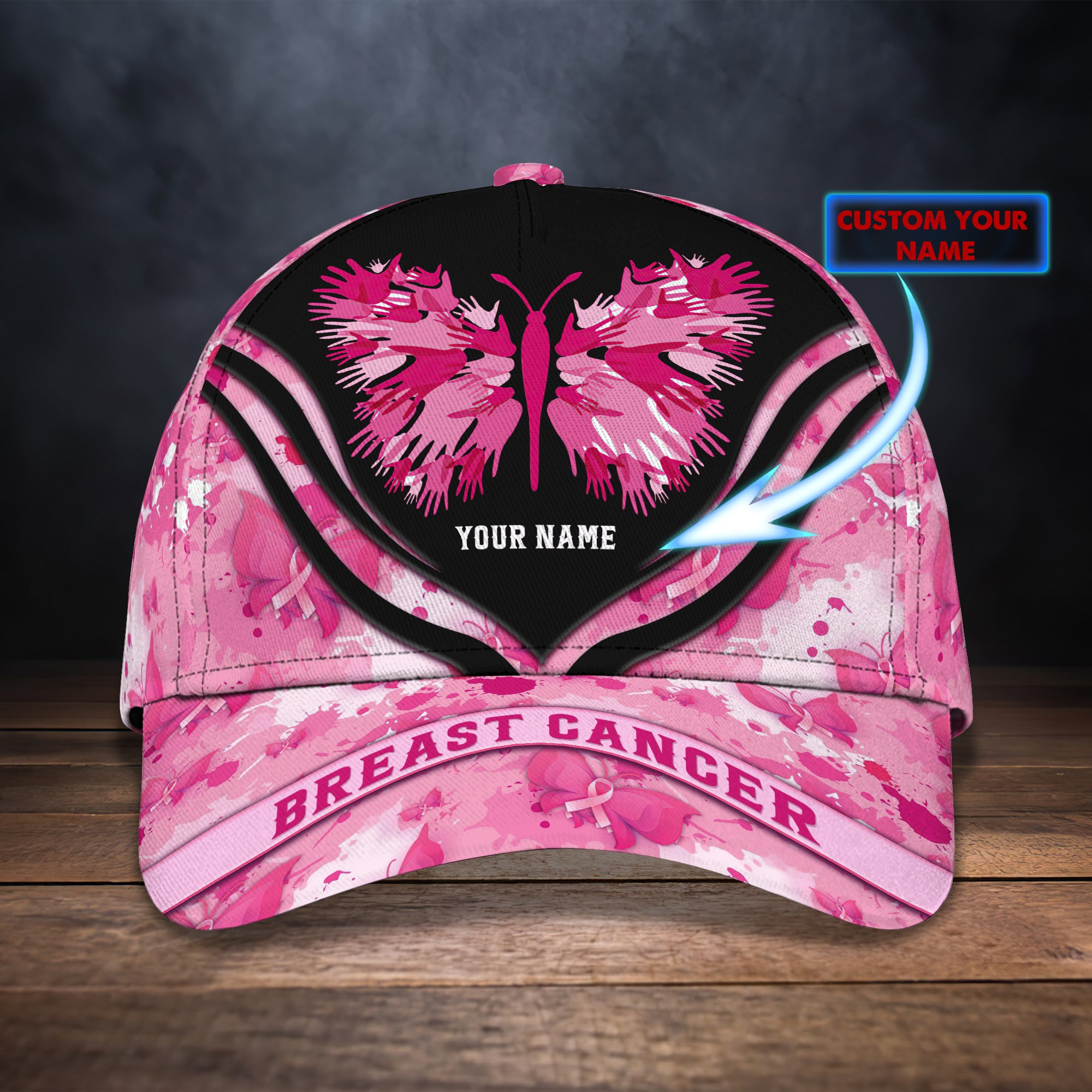 Breast Cancer Awareness 8 - Personalized Name Cap - Nsd99