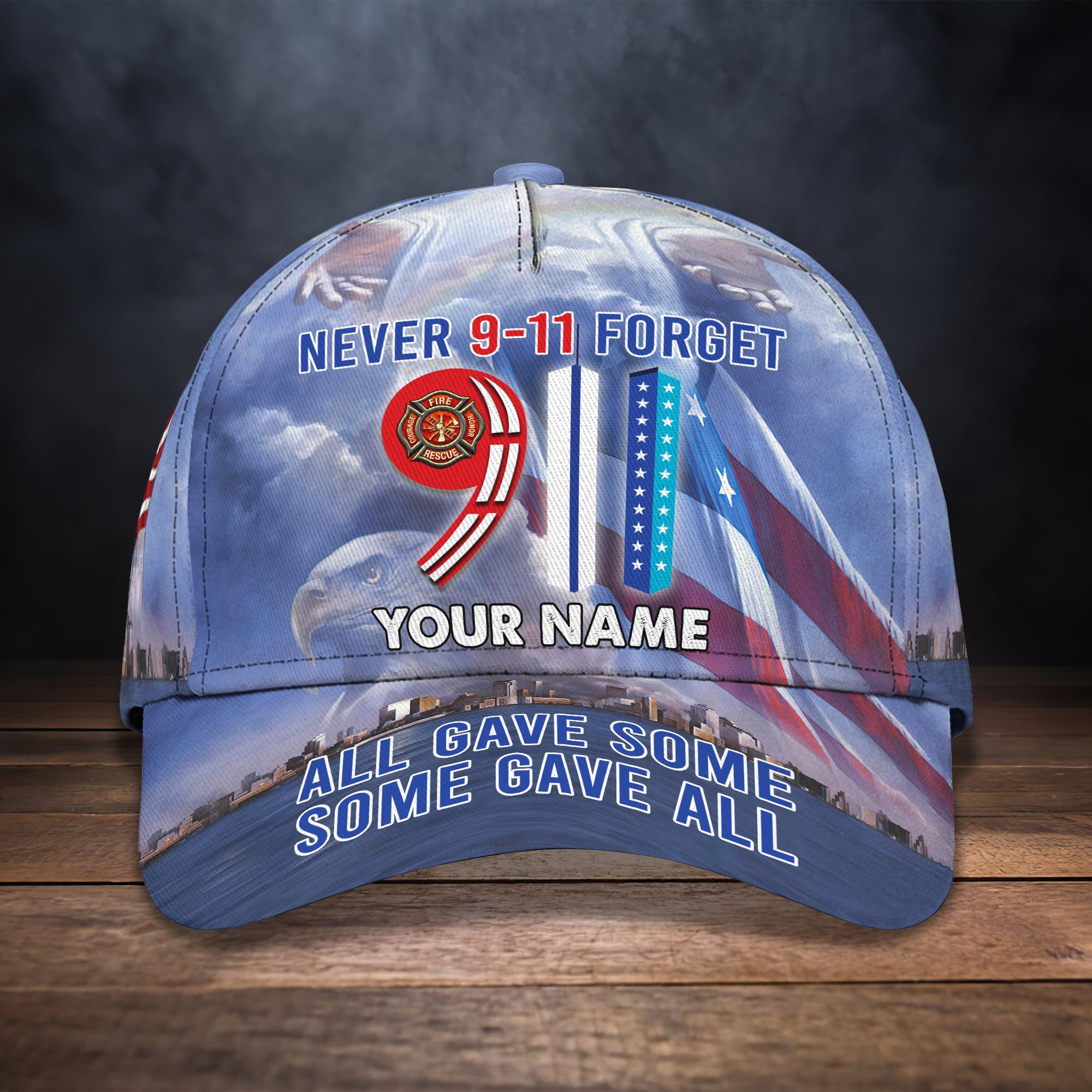 9.11 NEVER FORGET - Personalized Name Cap 01 - CV98