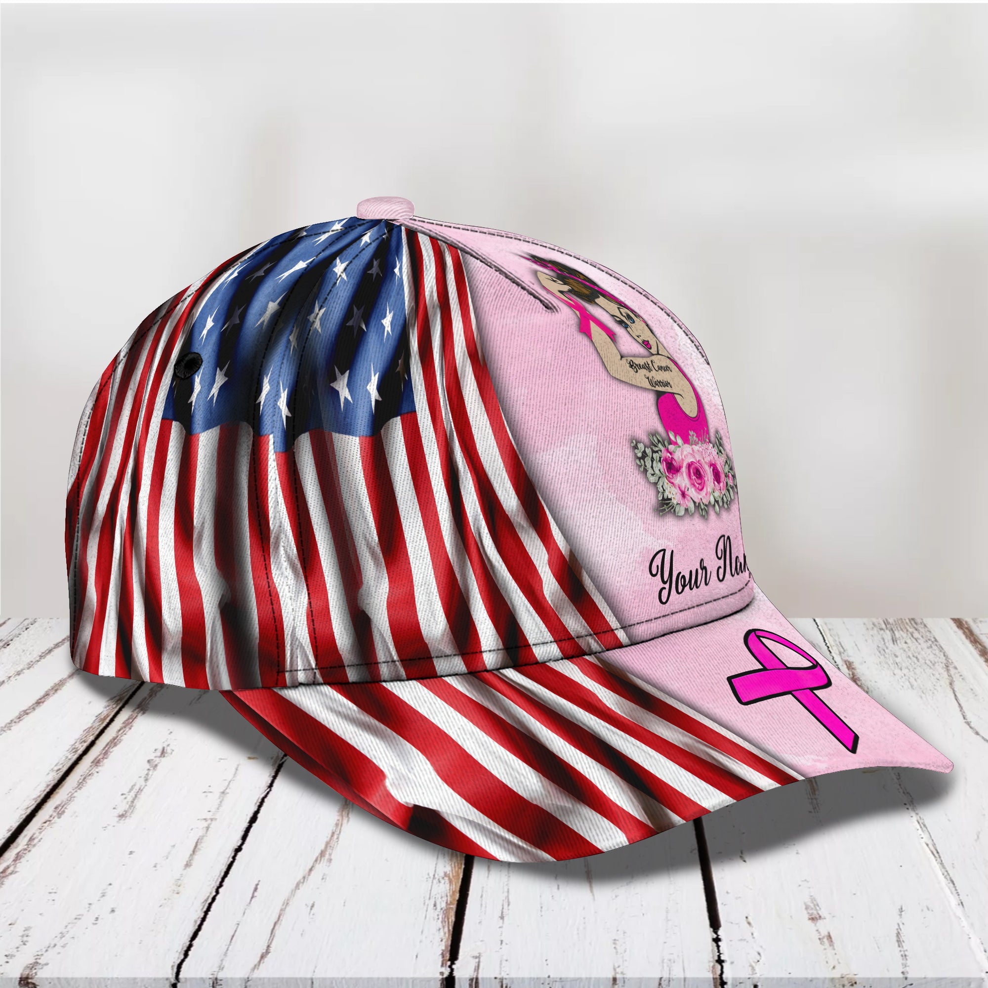 Breast Cancer Awareness 5 - Personalized Name Cap - Nsd99