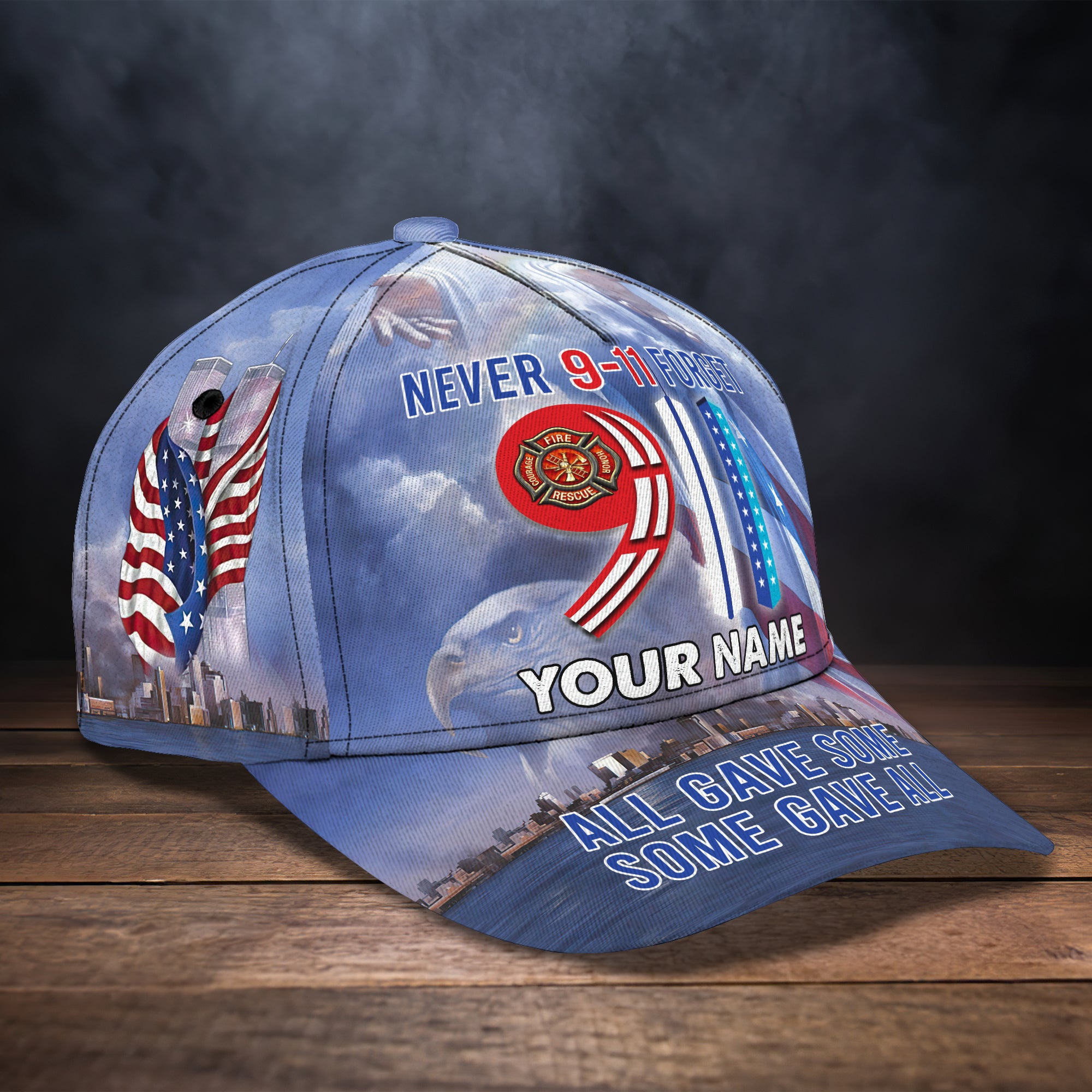 9.11 NEVER FORGET - Personalized Name Cap 01 - CV98