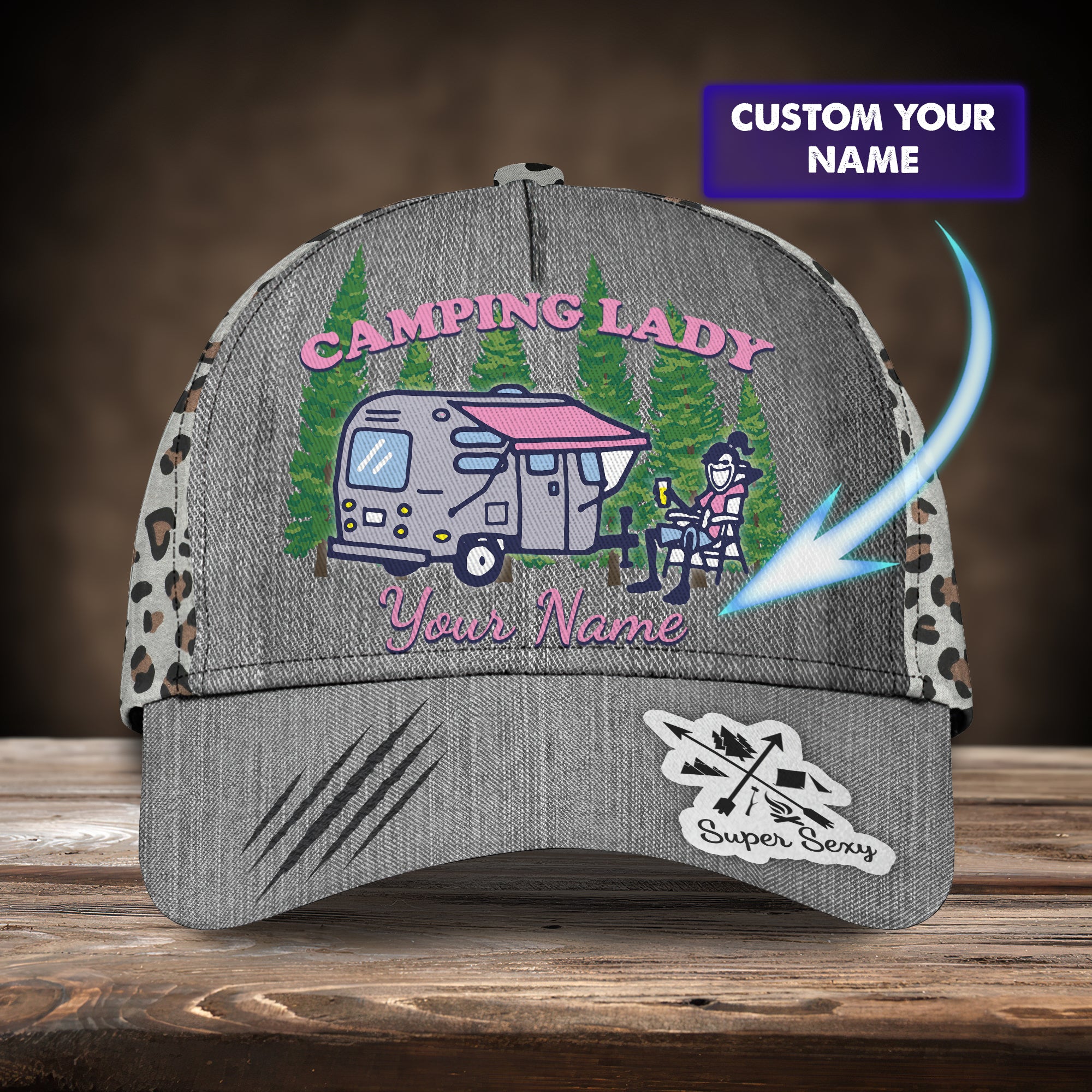Camping Lady - Personalized Name Cap - Vtm99