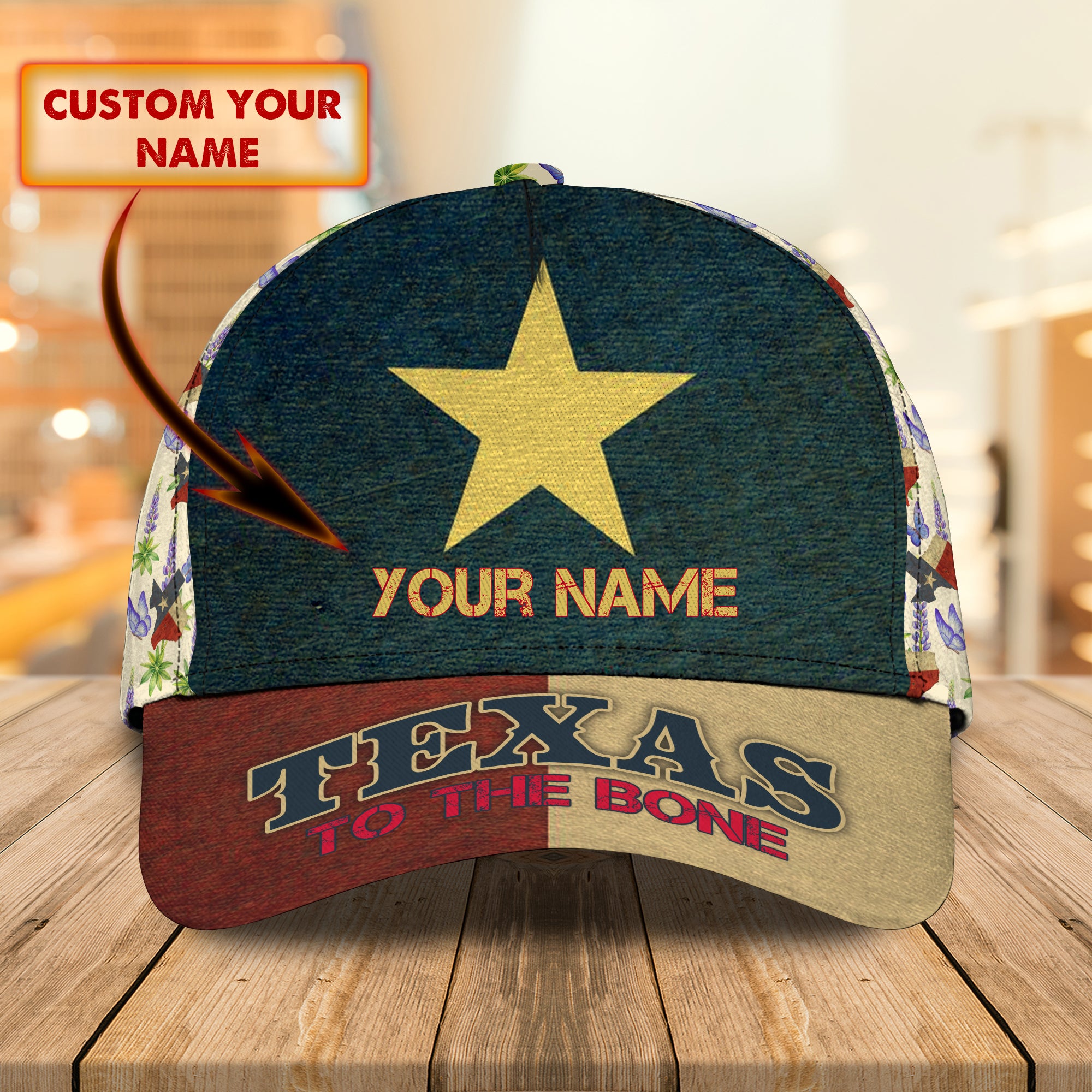 Texas Flag - Personalized Name Cap - Urt96