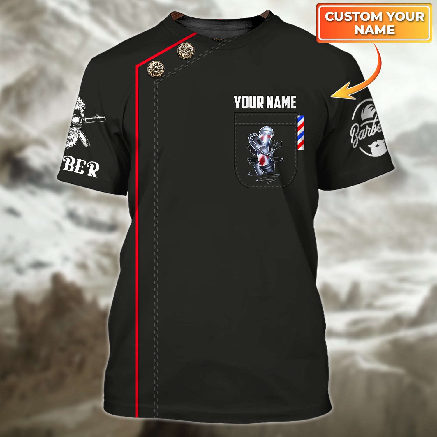 Barber, Personalized Name 3D Tshirt 03