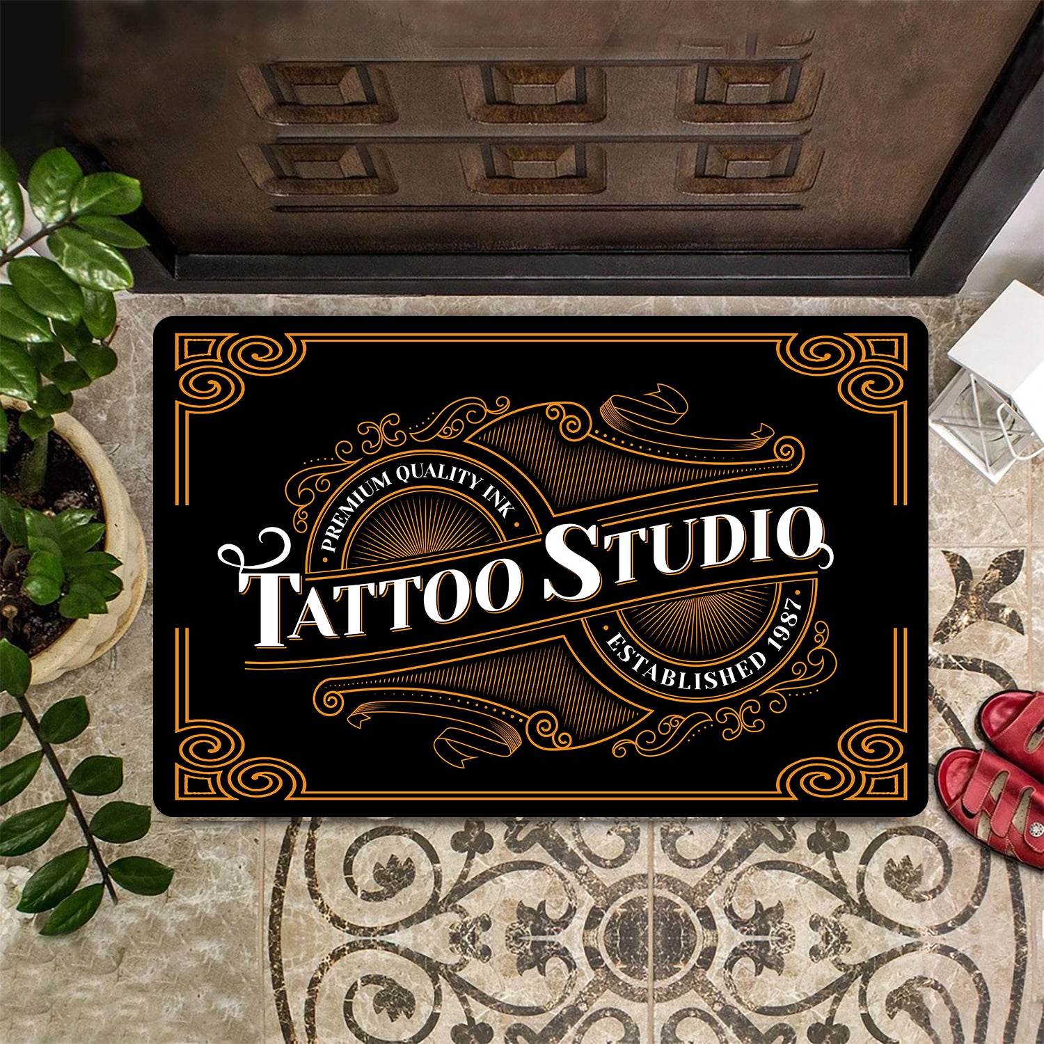 Tattoo Artist Shop Personalized Name & EST Year Doormat