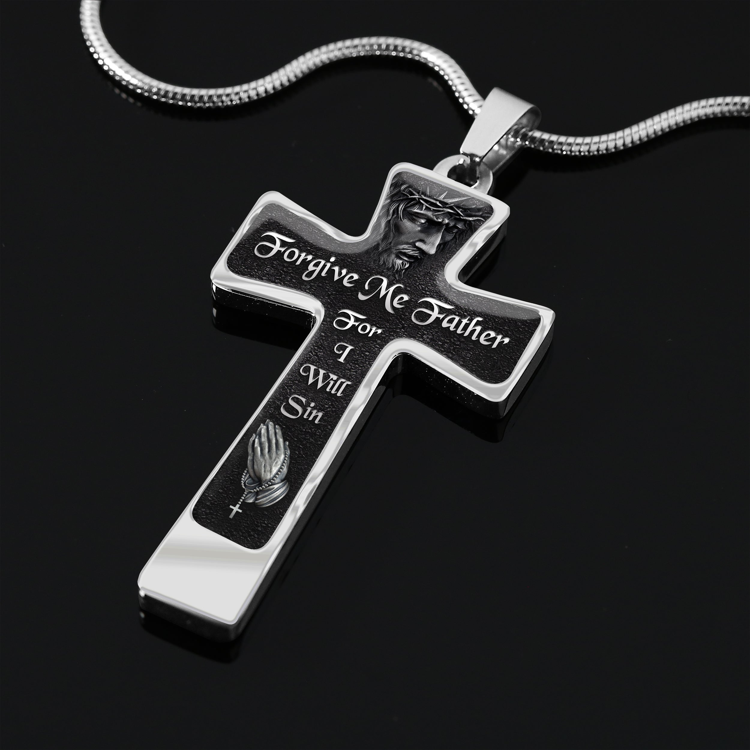 Custom Cross Necklace - Forgive me father, for i'll sin Hdmt