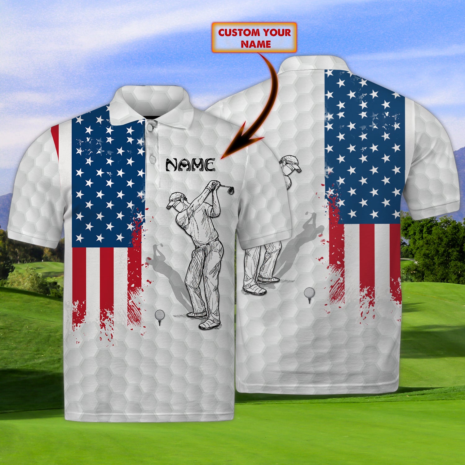 3D Golf Club 01 - Personalized Name 3D Polo Shirt - LTD92