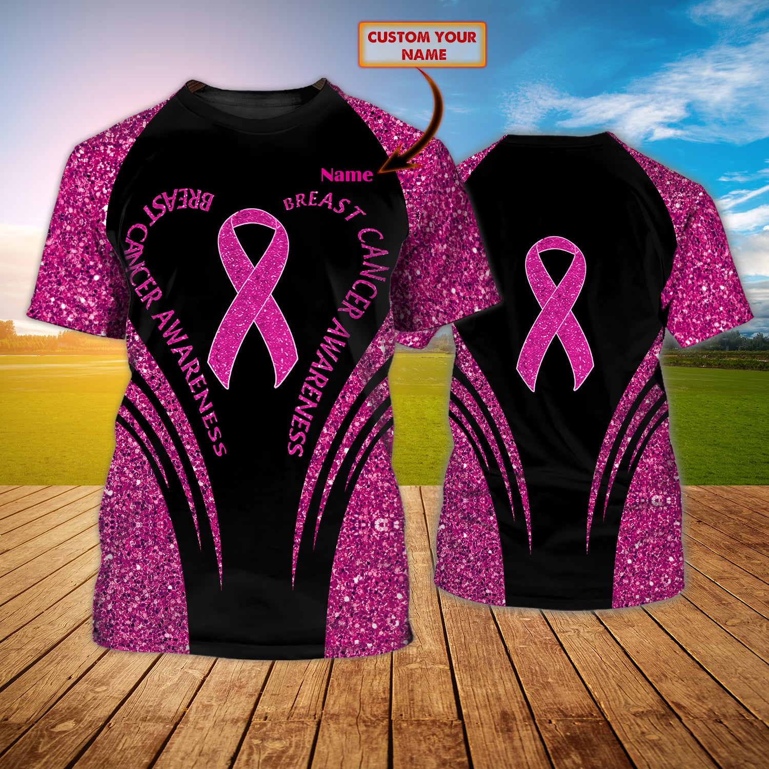 Breast Cancer Ribbon 2 - Personalized Name 3D Hoodie - Dp98 - Dp543