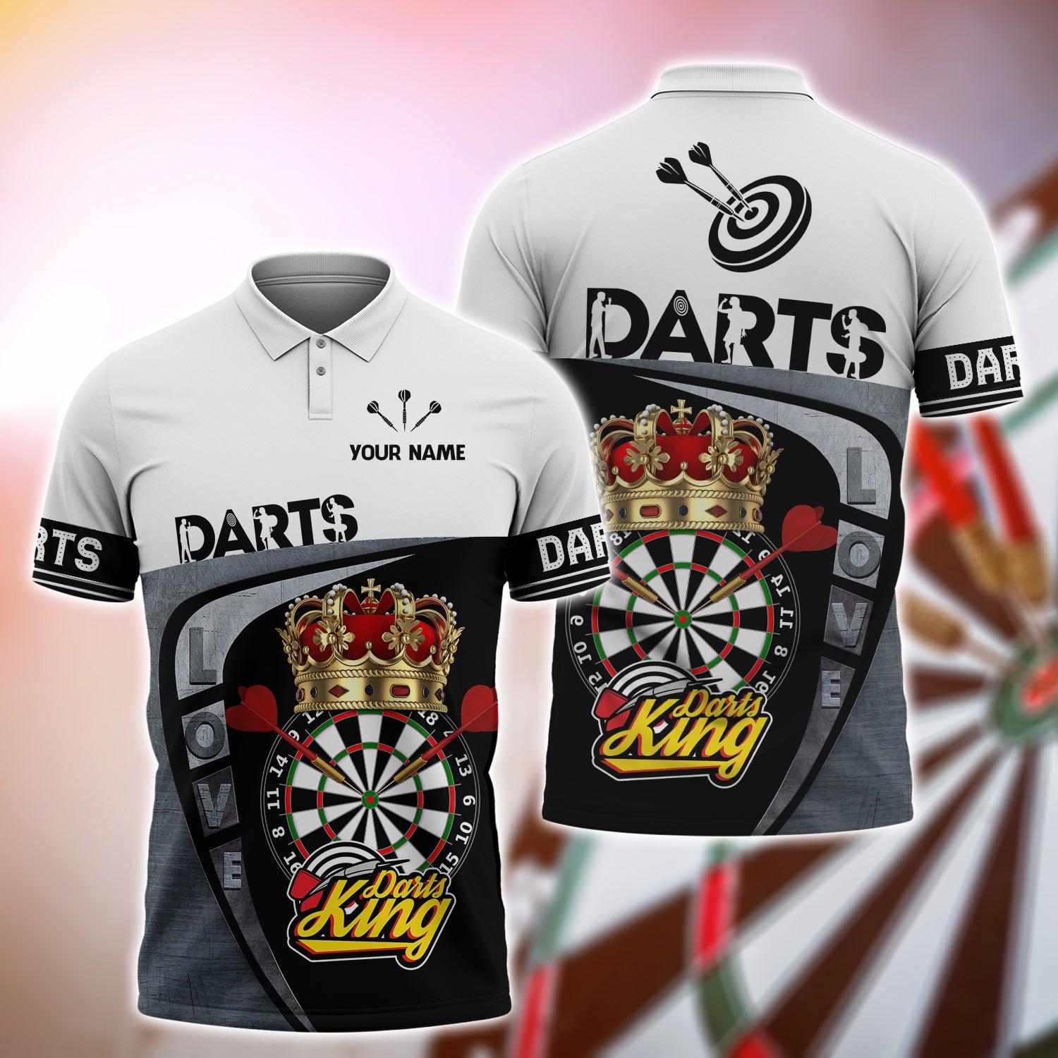 Darts 04 -  Personalized Name 3D Polo Shirt - DAT93