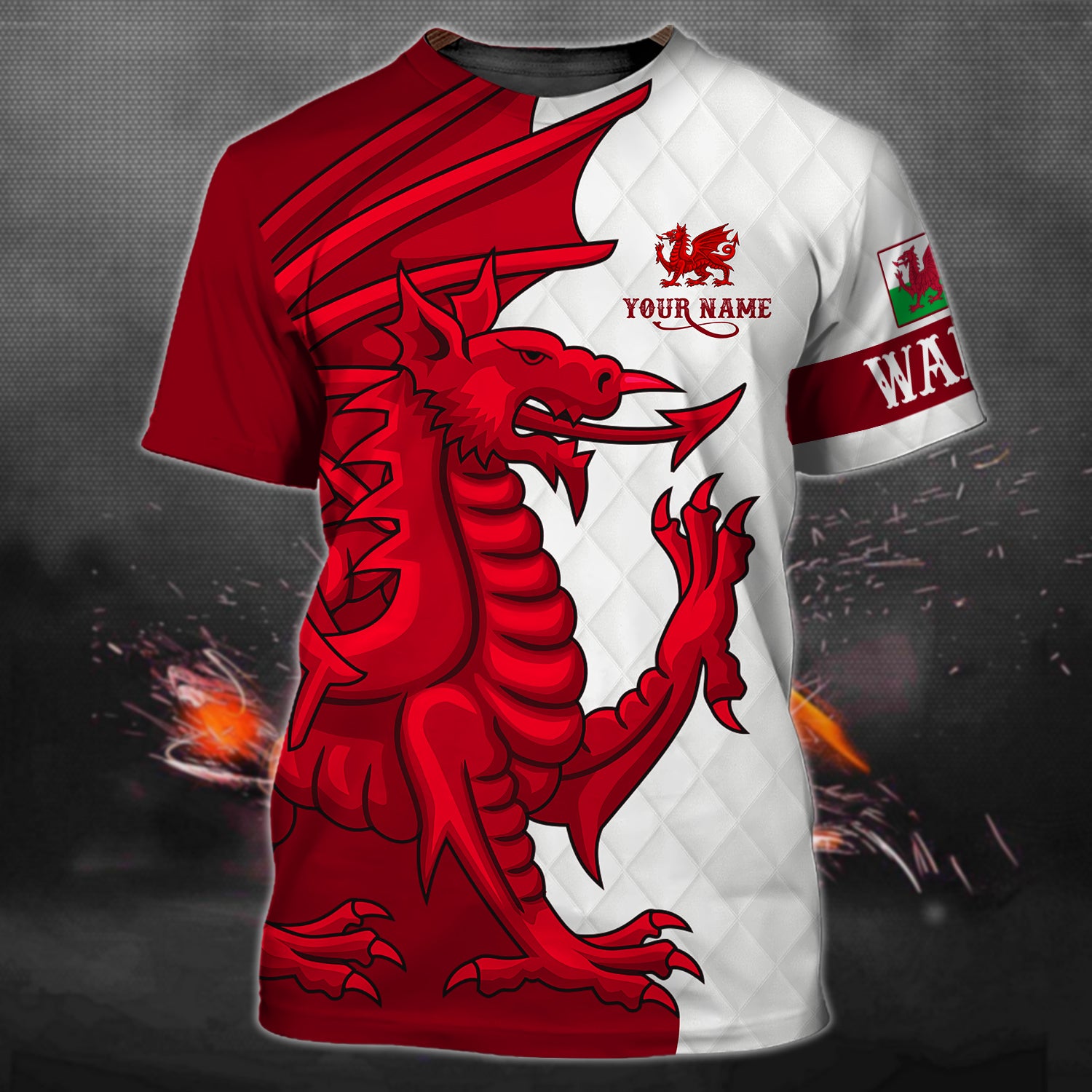 Wales - Cymru - Personalized Name 3D Tshirt 01