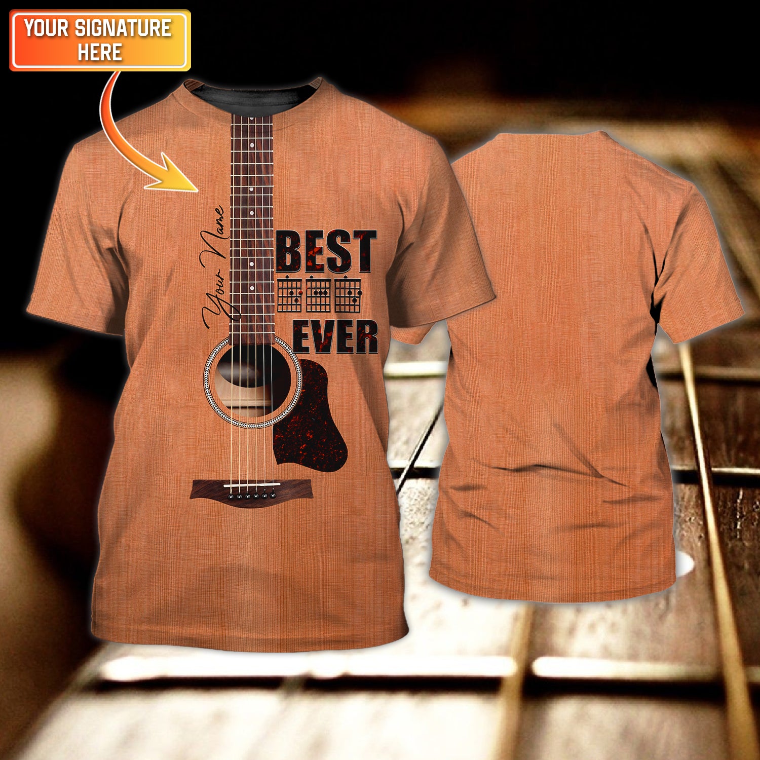 Guitar Dad Personalized Name Tshirt  - Hdmt