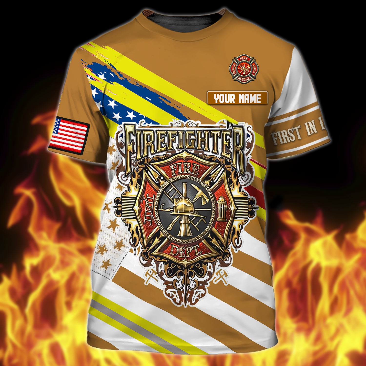 Customized T-shirt- US firefighter-HTV