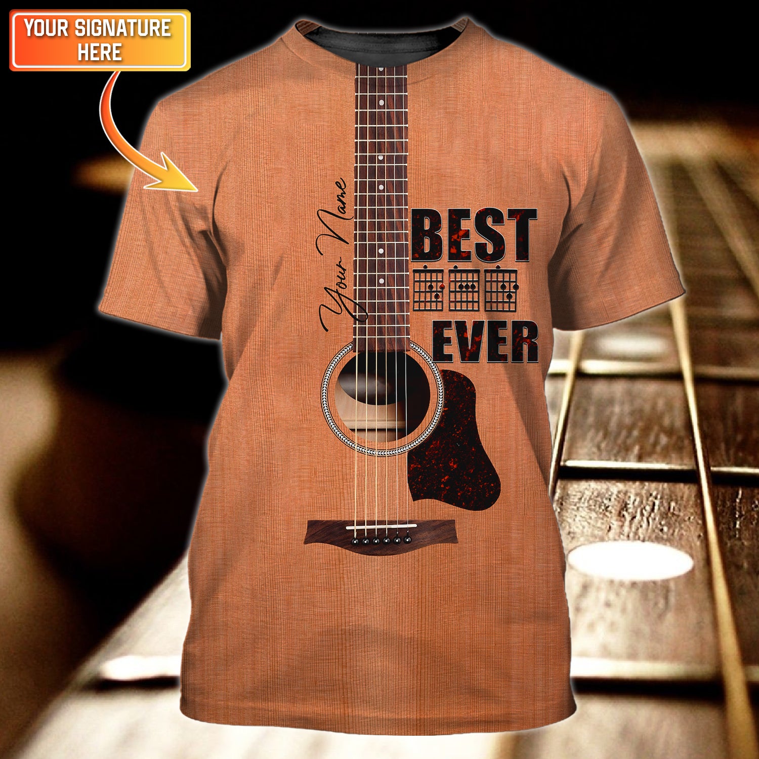 Guitar Dad Personalized Name Tshirt  - Hdmt