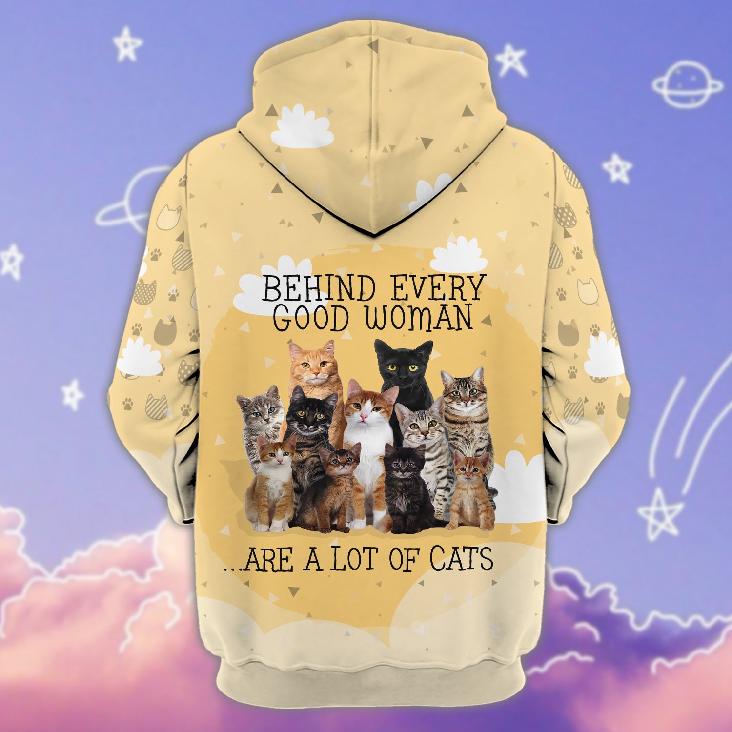 Behind Every Good Woman Are A Lot Of Cats 2- Personalized Name 3D Hoodie - Lta98