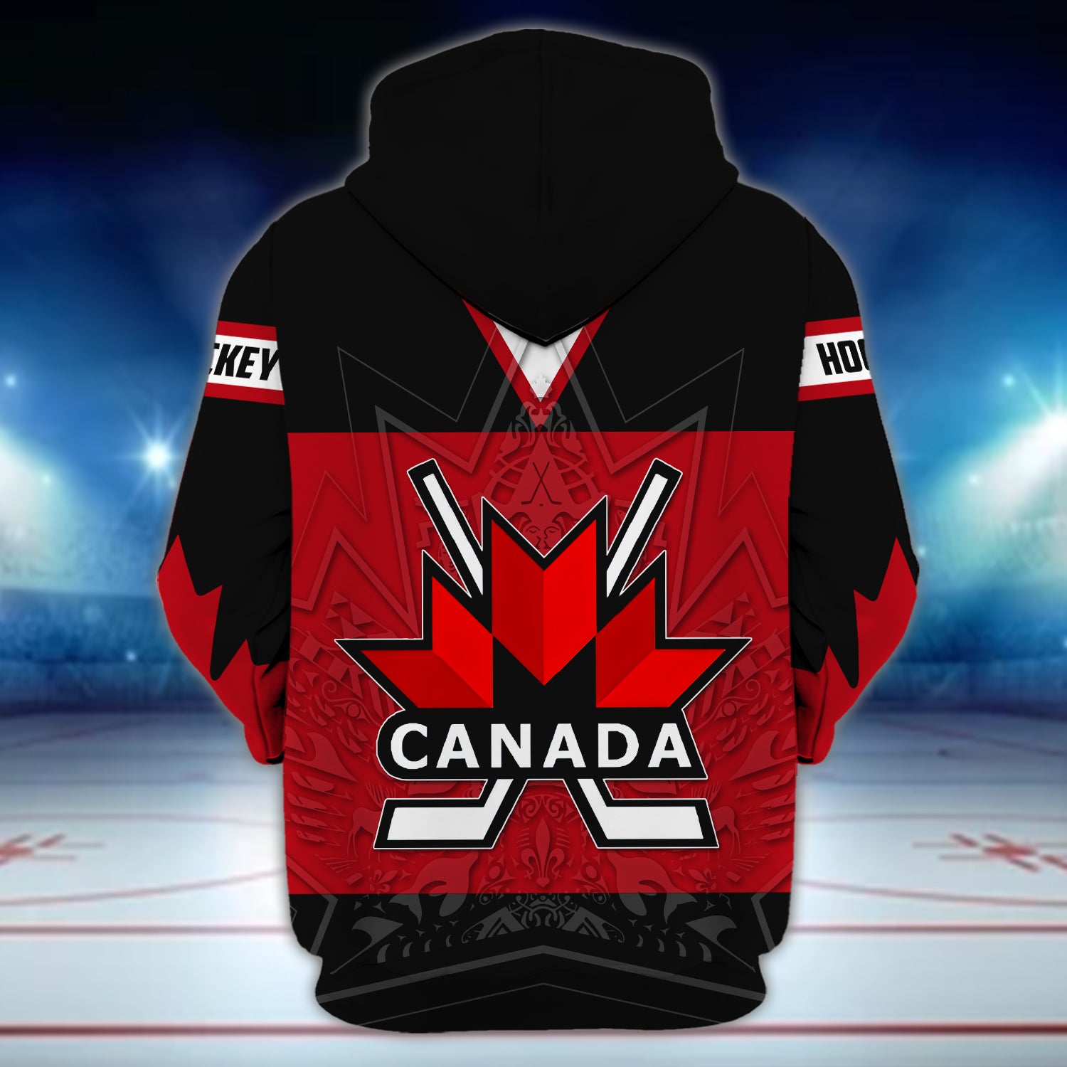 Canada Hockey Maple Leaf - 3D Zipper Hoodie  - Personalized Name - Nss