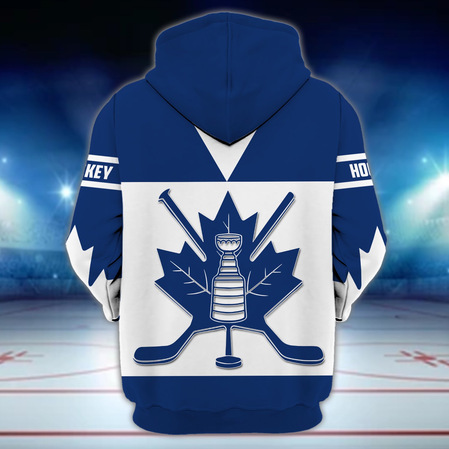 Canada Hockey Maple Leaf - 3D Zipper Hoodie  - Personalized Name - 002