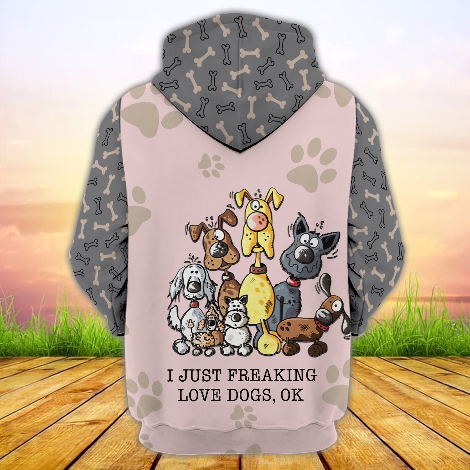 Personalized Name-I just freaking love dogs, ok-3D Zipper Hoodie - HTV