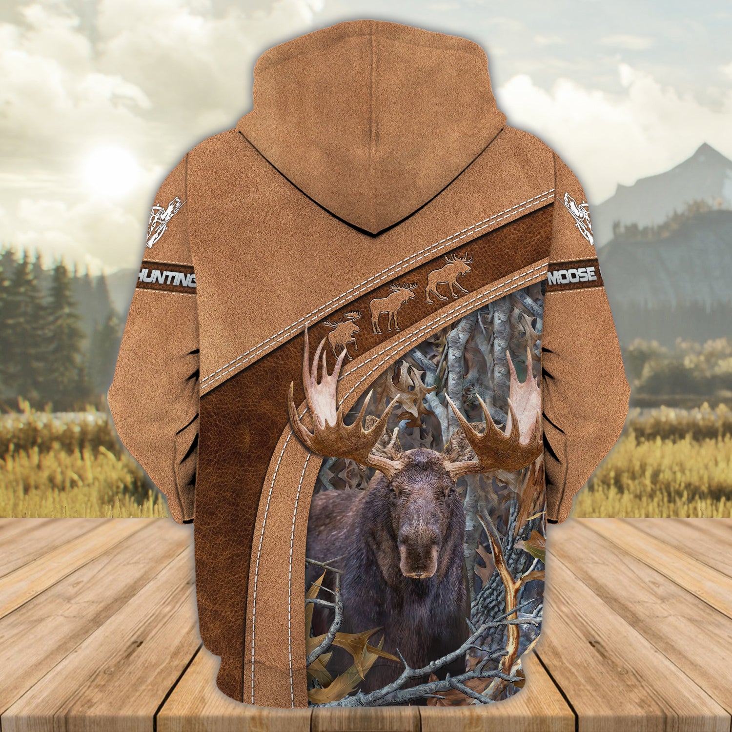 Moose Hunting - Personalized Name 3D Zipper hoodie - Tad 134