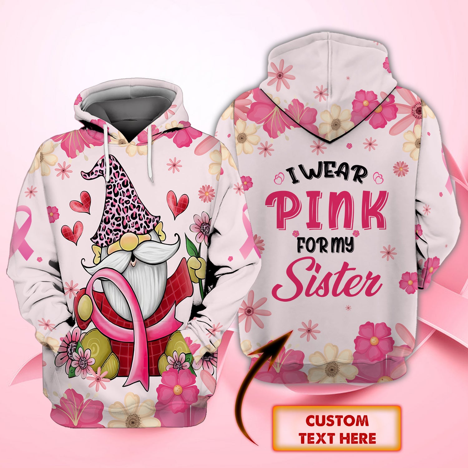 Breast Cancer Awareness - Personalized Name 3D Hoodie - HTV