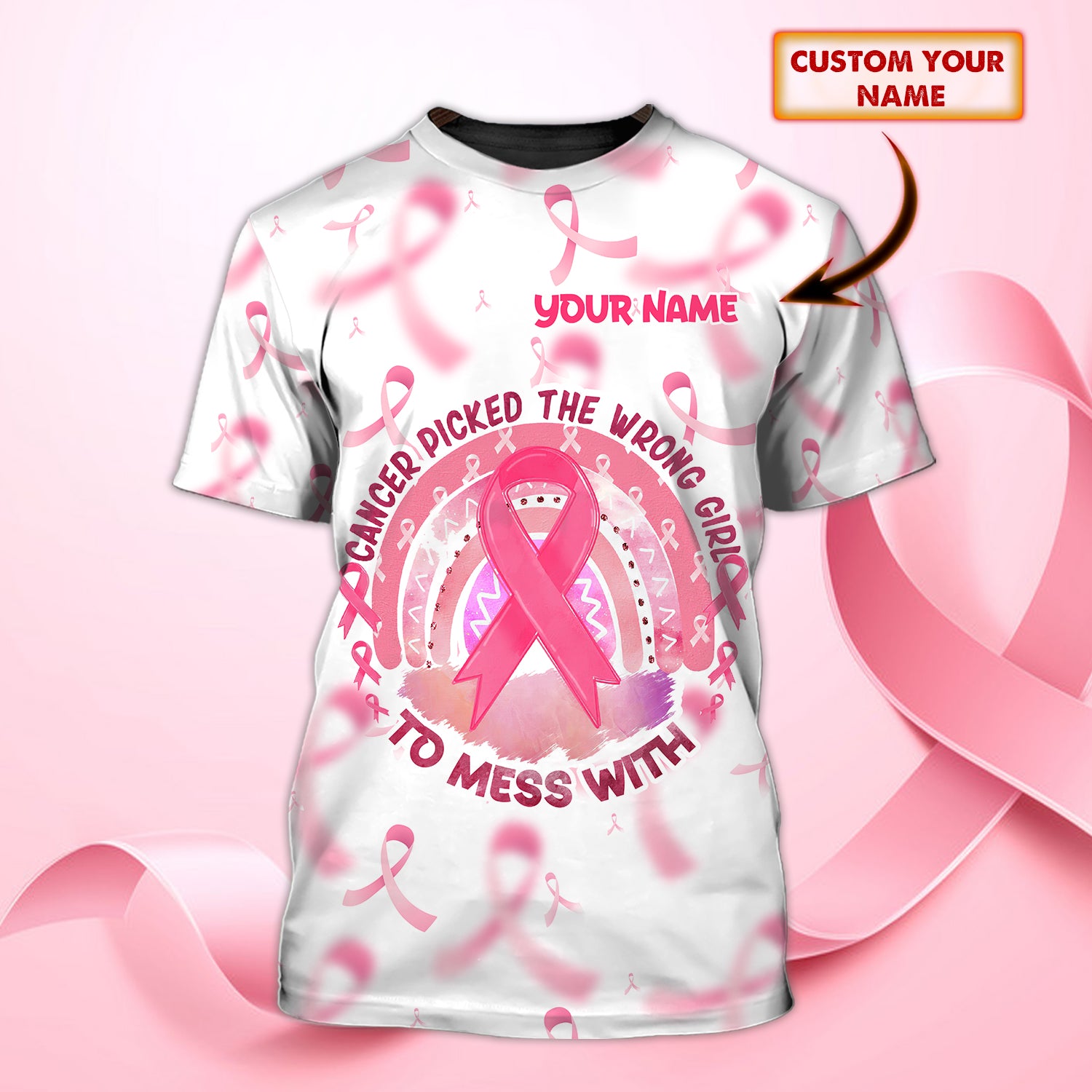 Breast Cancer Awareness - Personalized Name 3D T-Shirt - Nmd 89