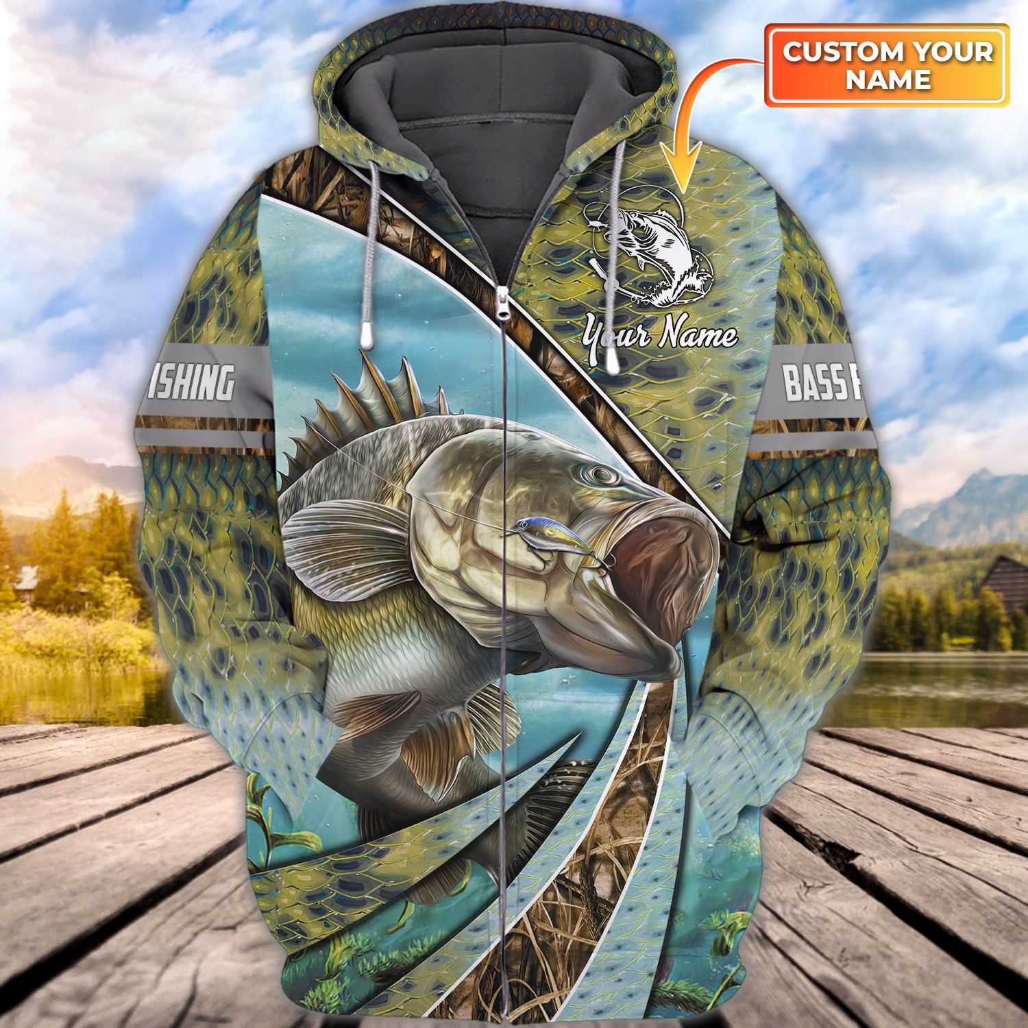Bass Fishing - Personalized Name 3D Zip hoodie -TT99-1252