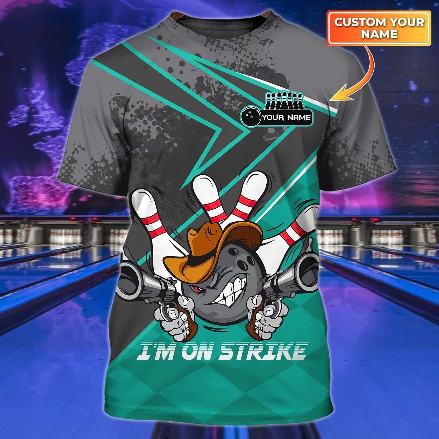 Bowling Strike Personalized Name 3D Tshirt - Tad-A9