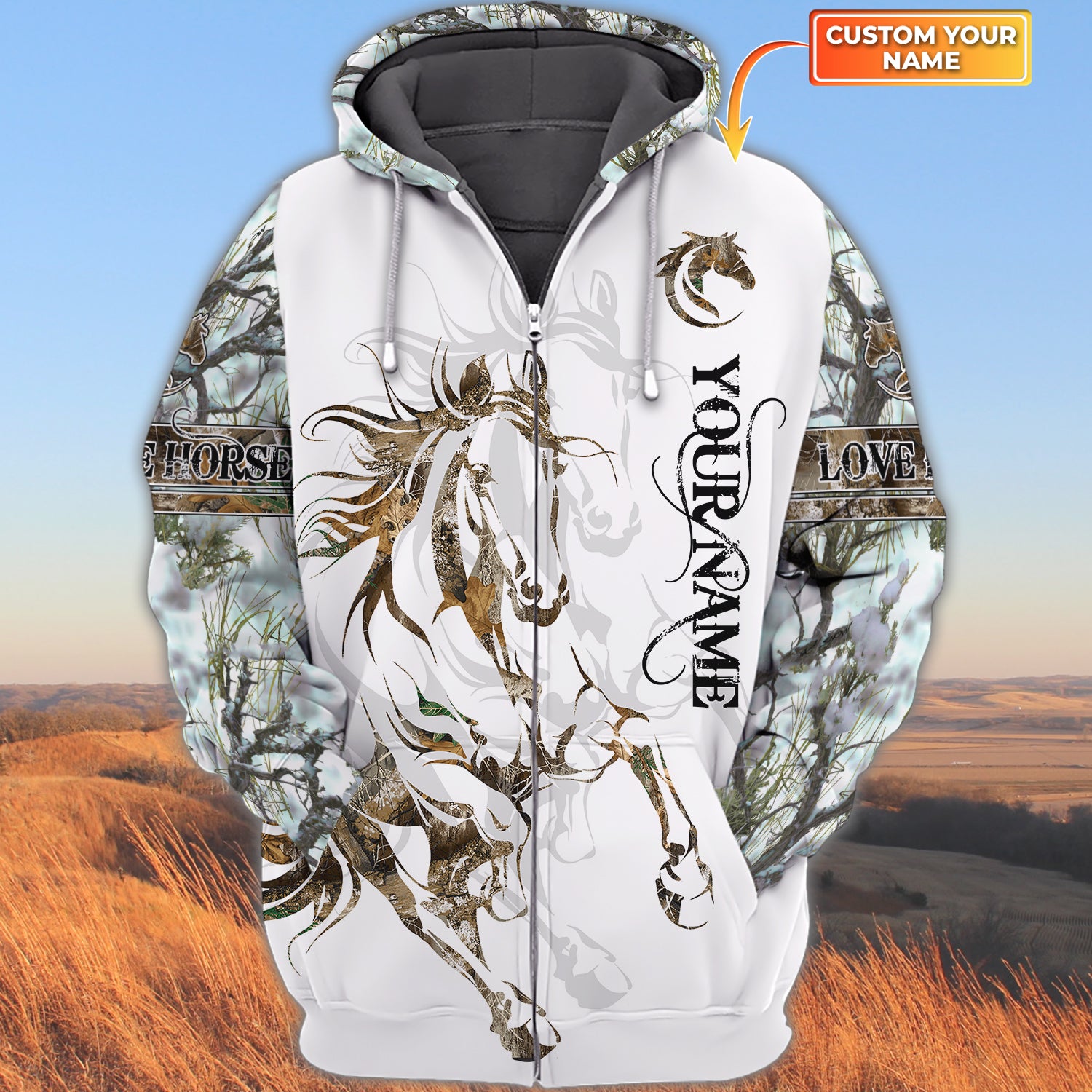 Horse - Personalized Name 3D Zipper hoodie - TD96