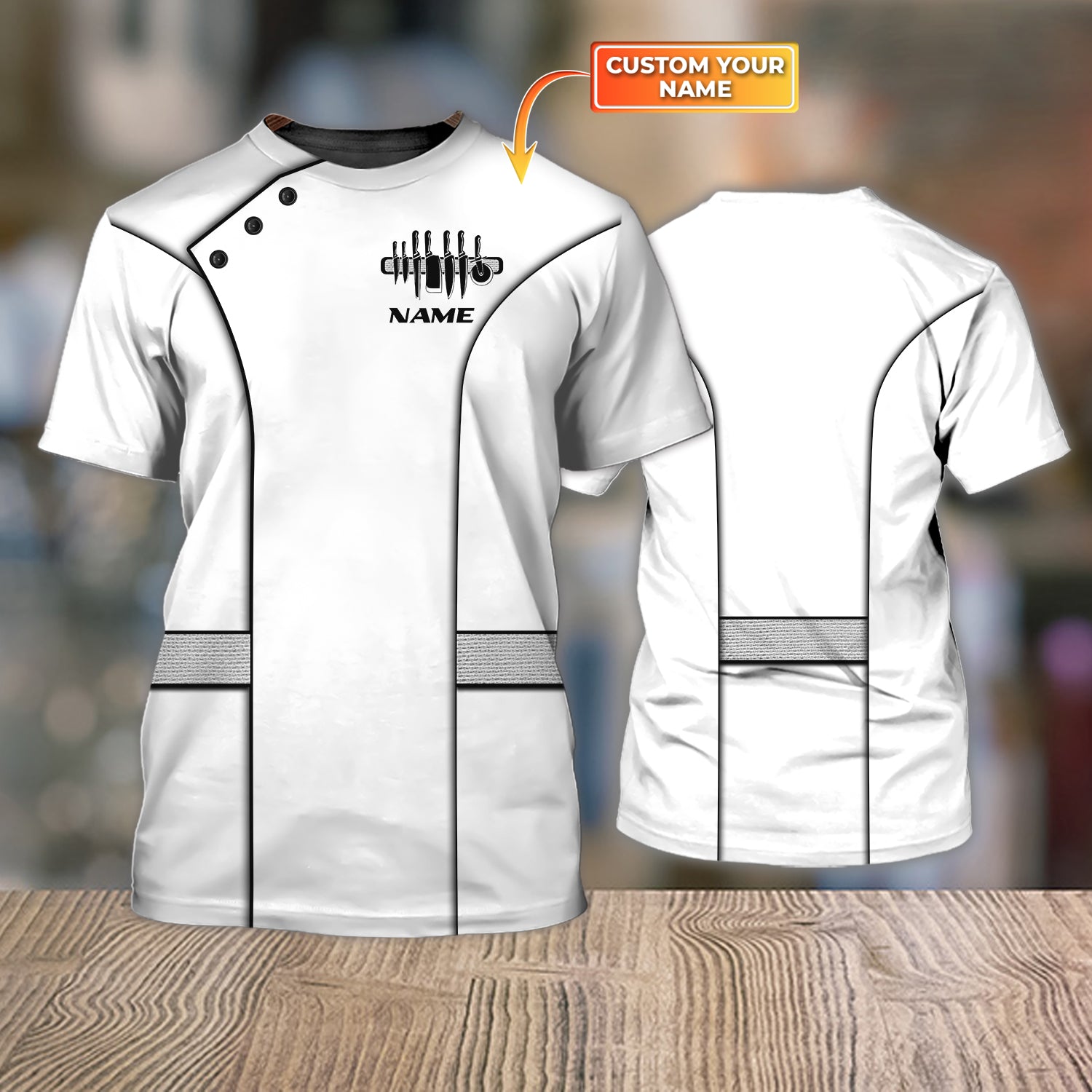 Chef, Cook, Personalized Name 3D Tshirt 455, NA93