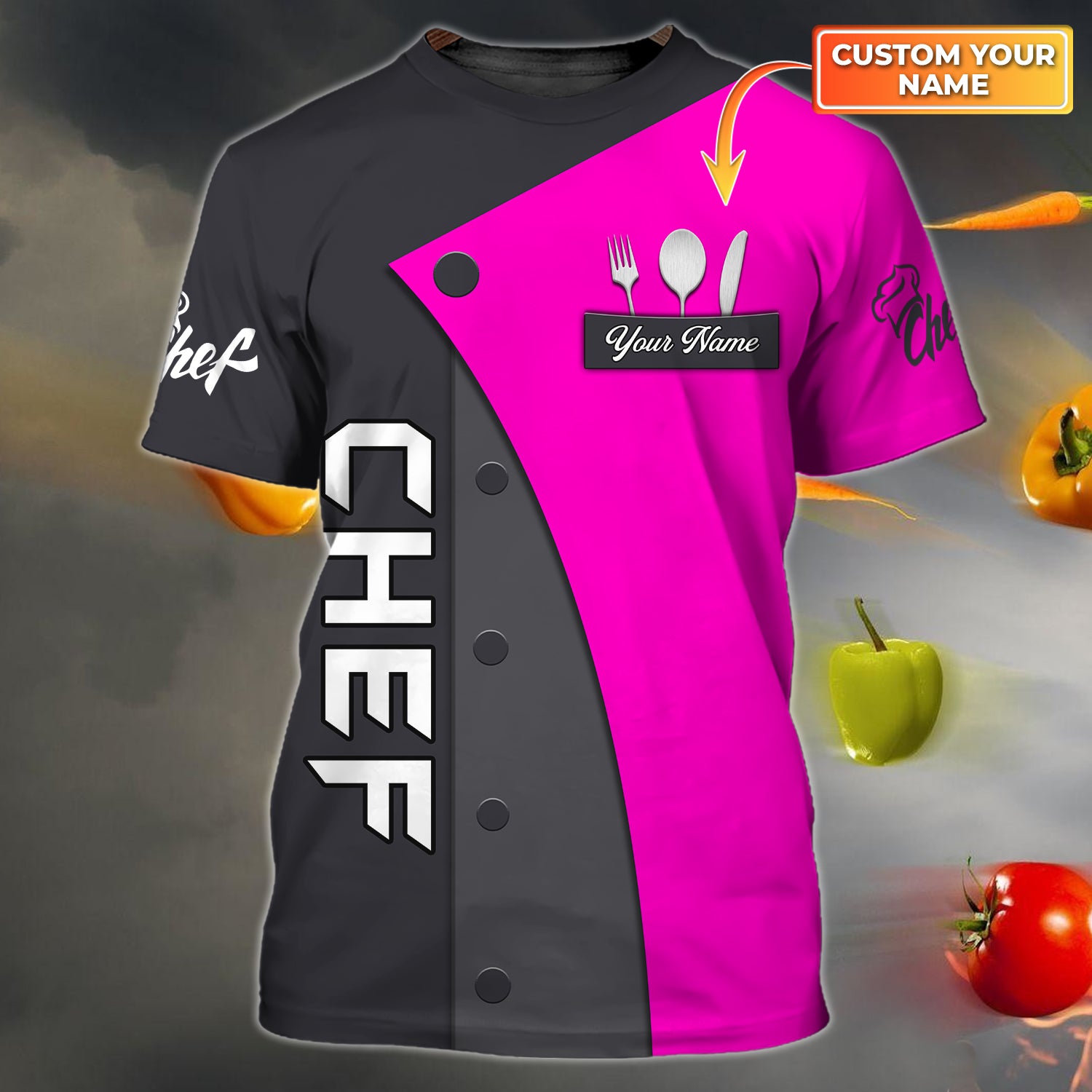 Chef, Cook, Personalized Name 3D Tshirt -TT99-1236