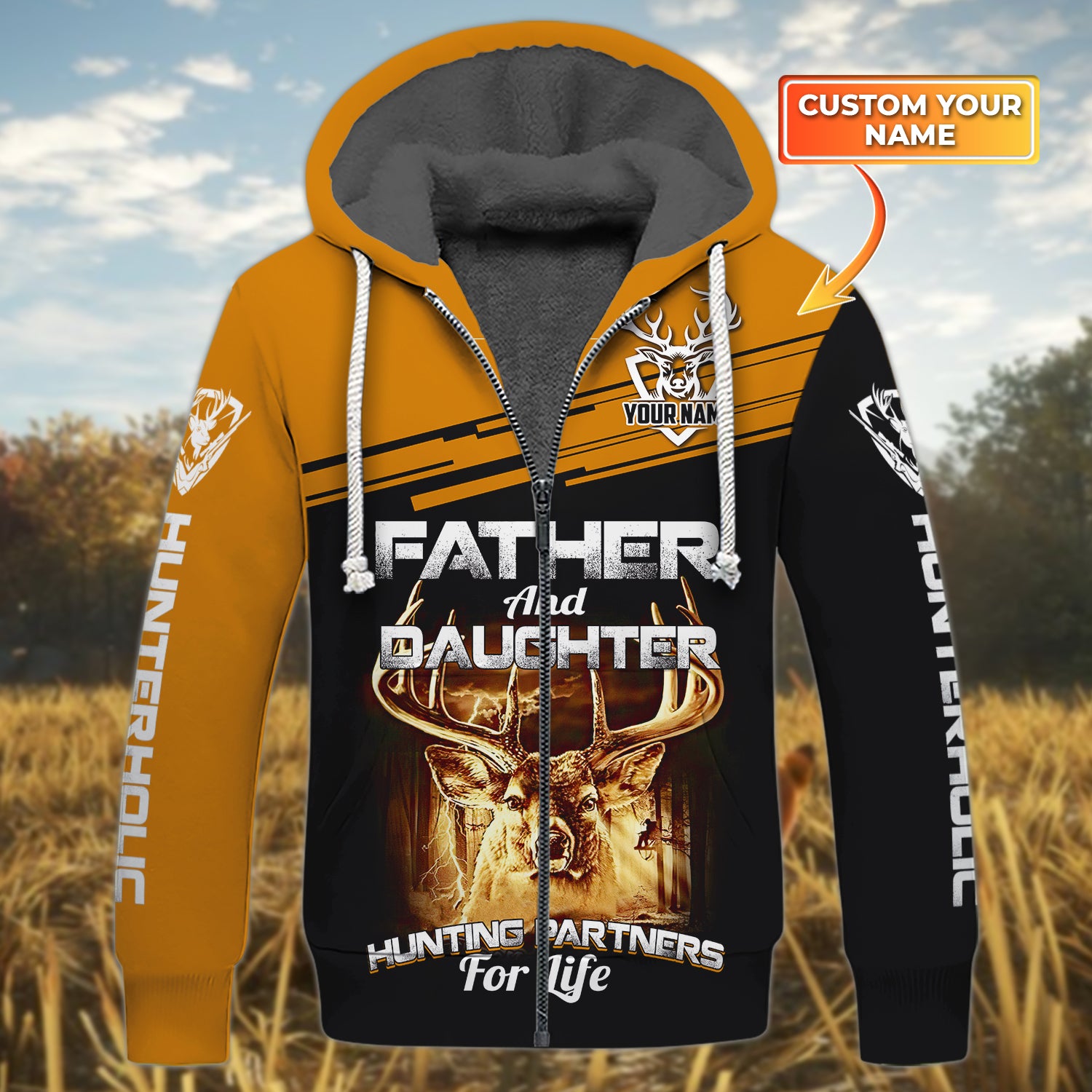 Father And Daughter Hunting Partners For Life Personalized Name 3D Fleece Zipper Tad 231