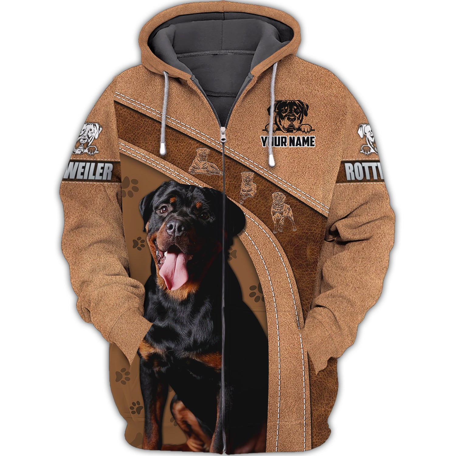 Rottweiler - Personalized Name 3D Zipper hoodie - TAD 178