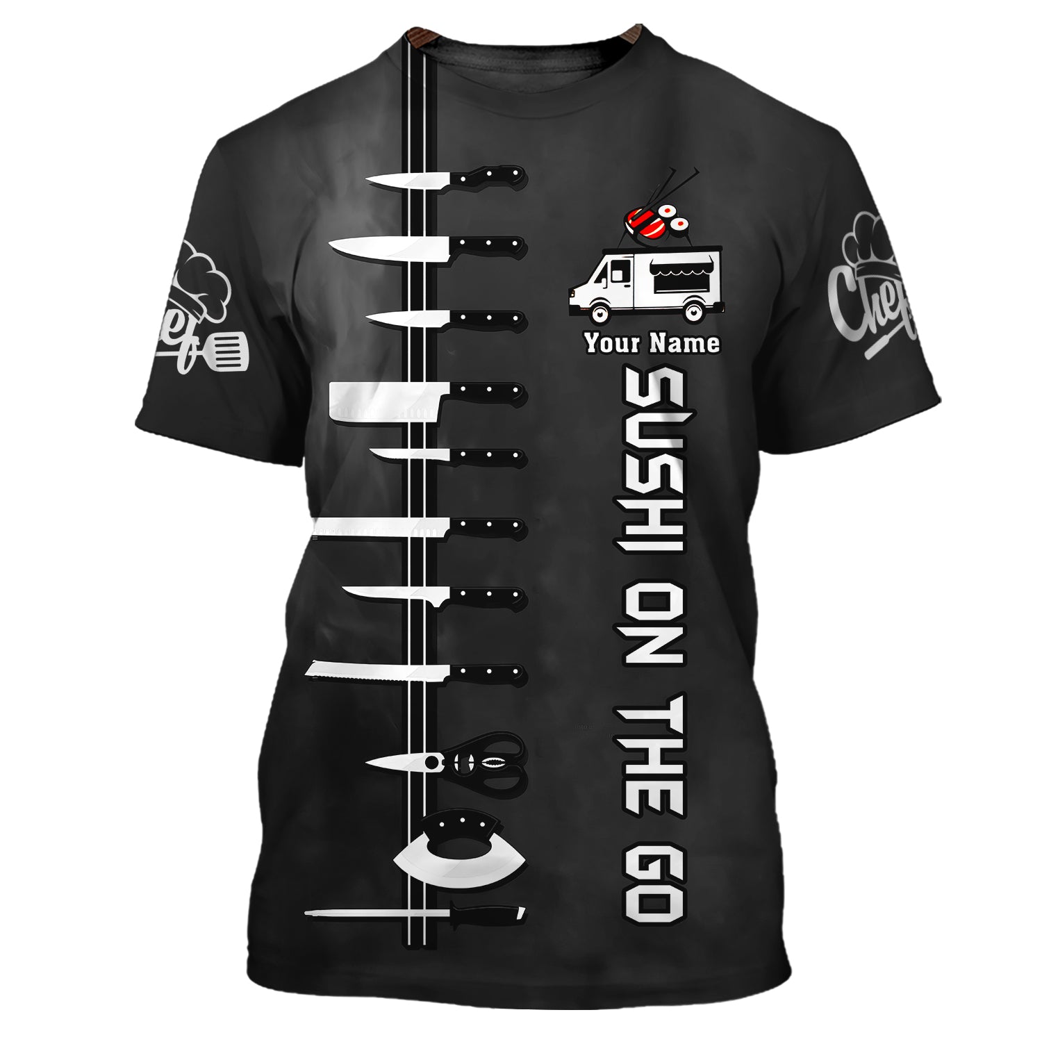 Sushi, Chef, Personalized Name 3D Tshirt 01, RINC98