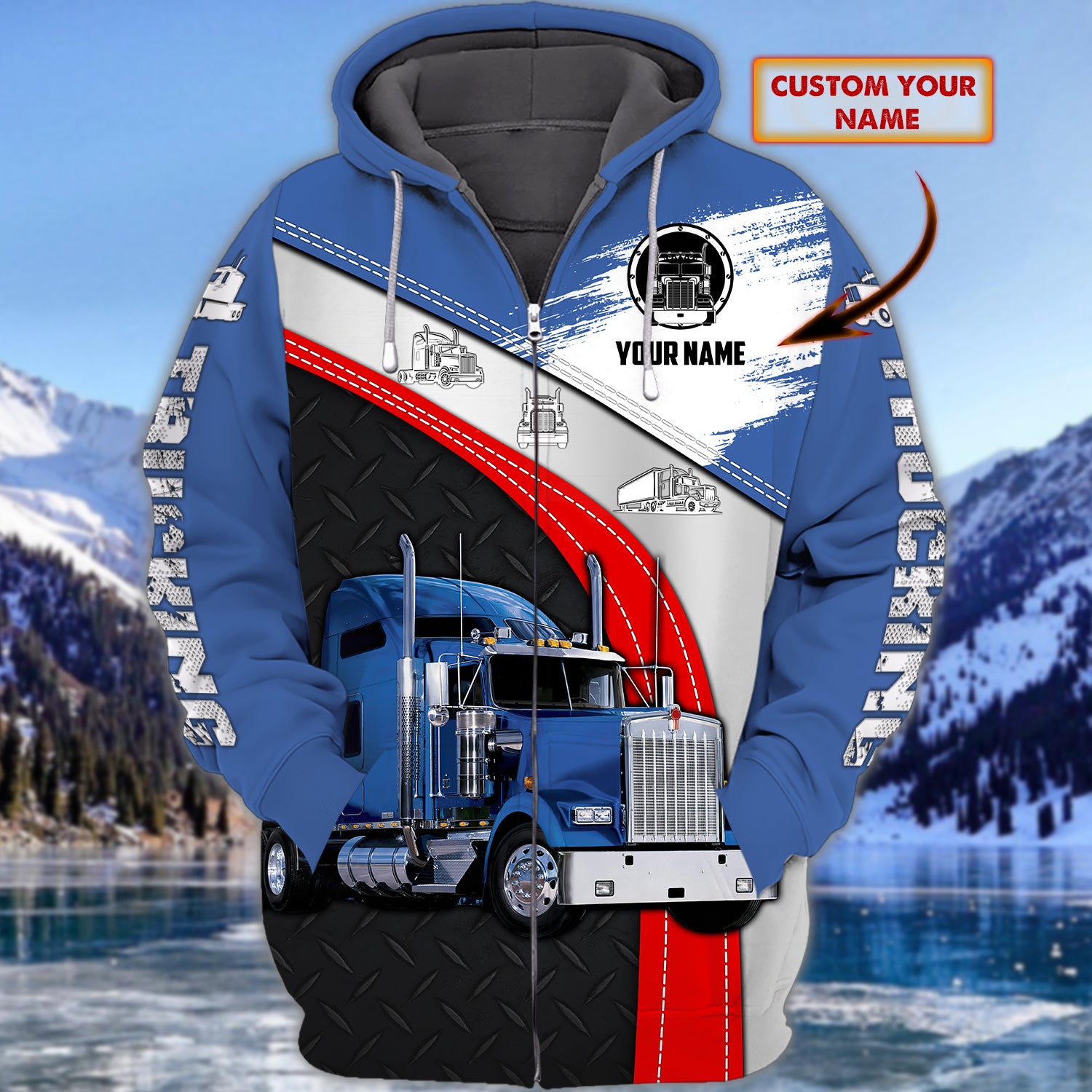 Trucker 07 - Personalized Name 3D Zipper hoodie - HN95